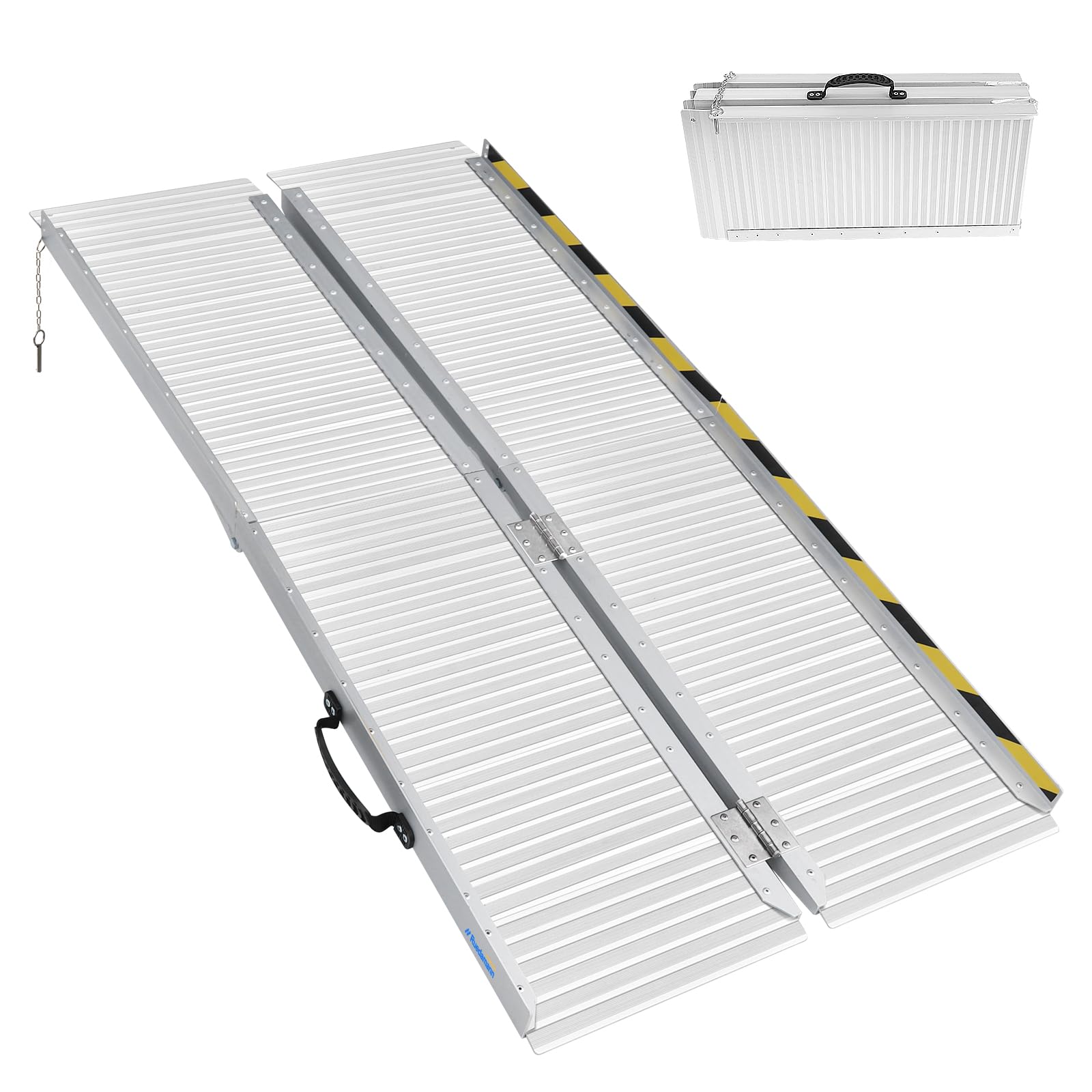 Ruedamann 5'L × 29" W Wheelchair Ramp, 600 LBS Capacity, Using Height 10" Threshold Ramp, Portable Folding Handicap Ramp, Mobility Ramp for Home, Wheelchairs, Steps, Stairs, Doorways, Curbs