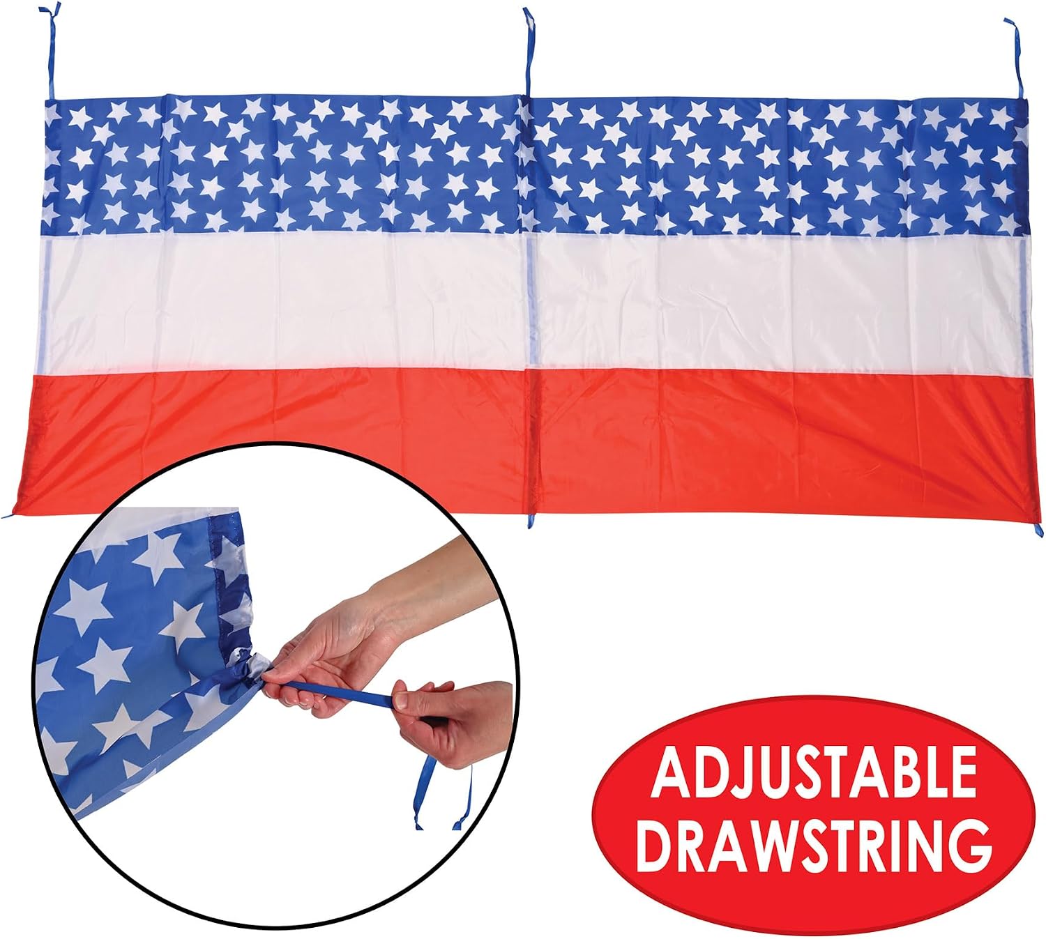 Beistle Stars & Stripes Fabric Bunting - Patriotic Party Decoration for 4th of July, Memorial Day, Veterans Day, USA Pride, American Party Supplies, 5' x 10'