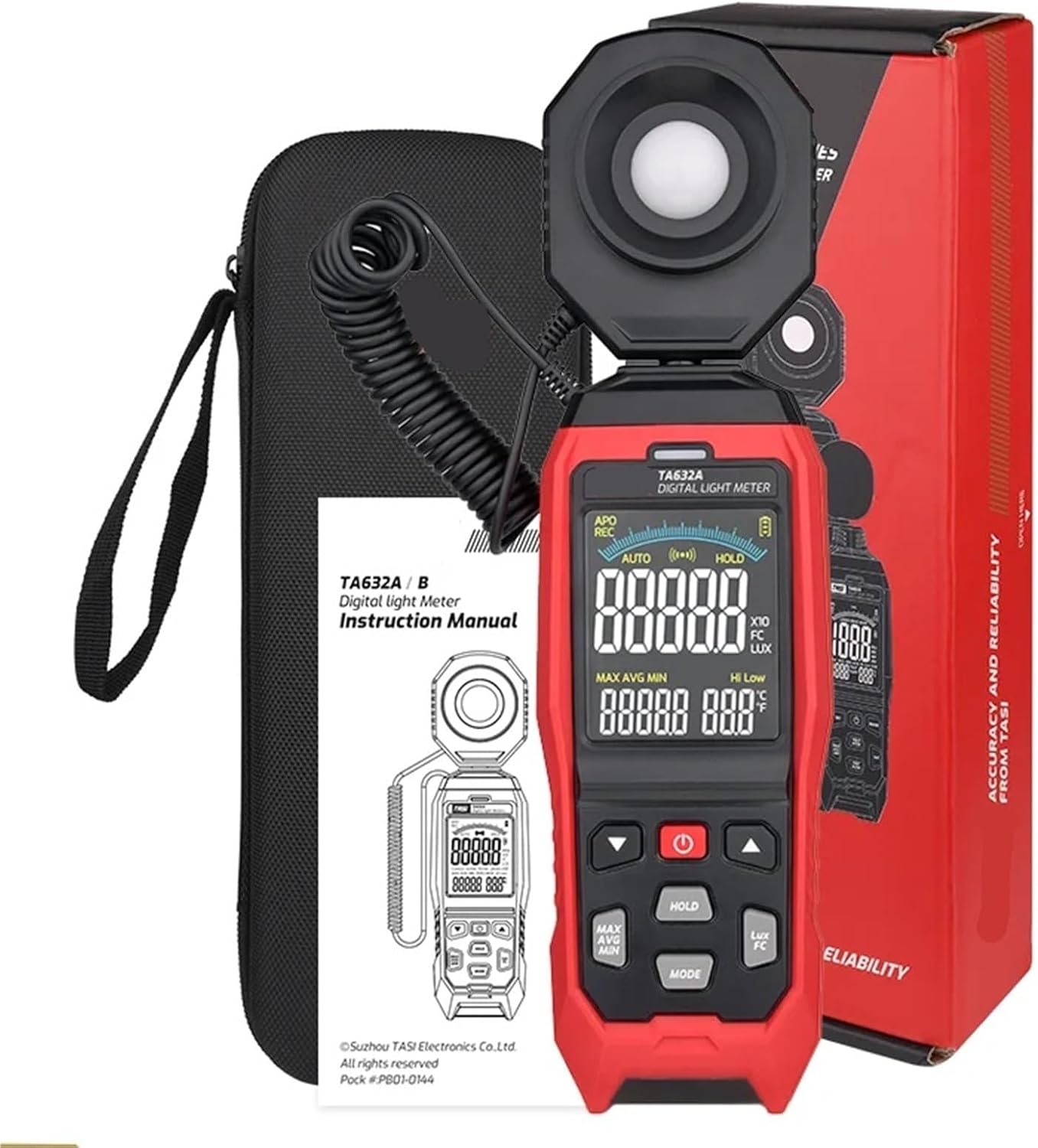 Light Meter, TA632A TA632B Digital Light Meter Photography Luxmeter Detachable Probe Illuminometer Lux/Fc Photometer Enviromental Tester,Light Meter Photography(TA632A 200000Lux)