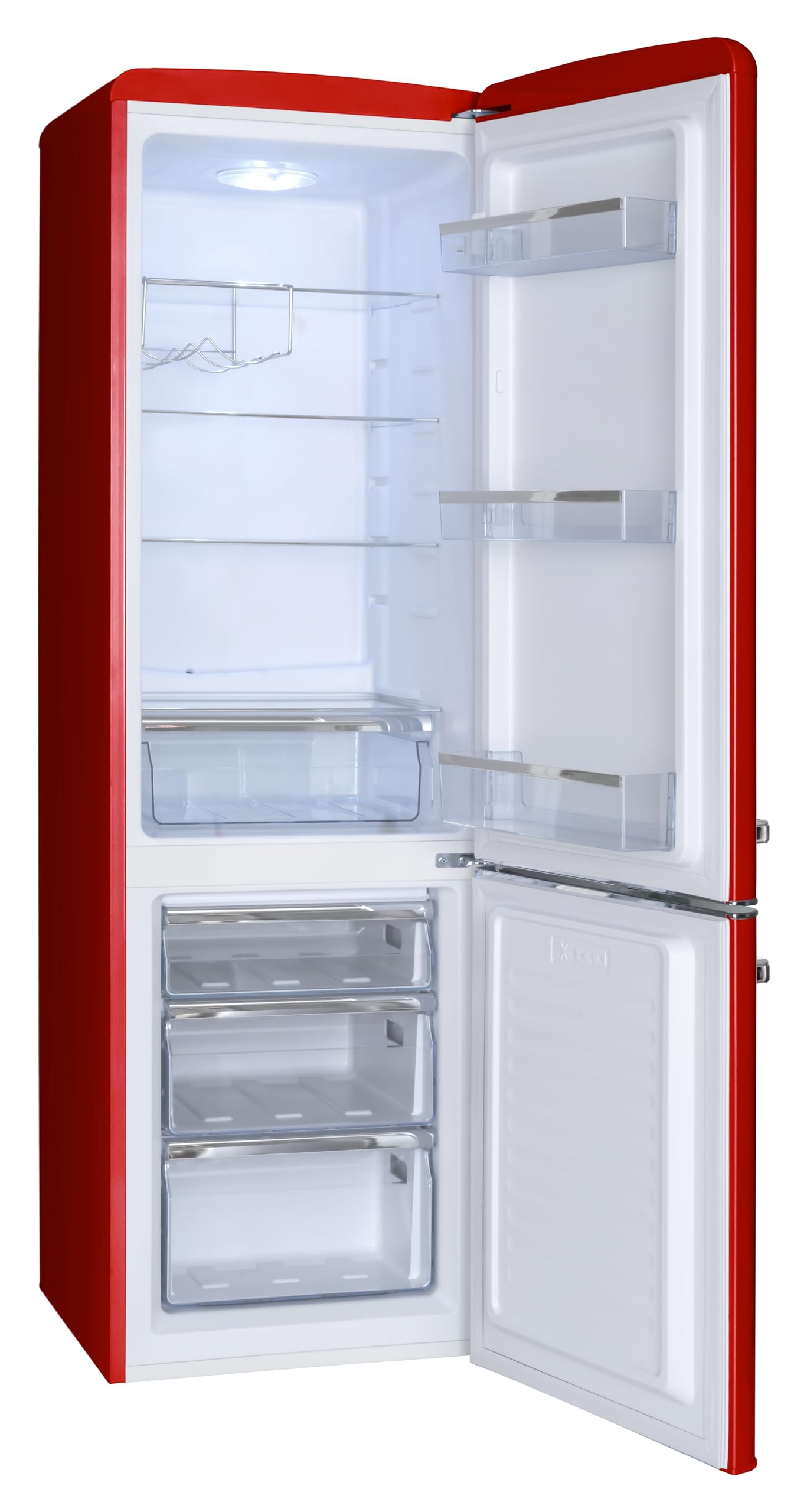 Amica Réfrigérateur combiné rétro 244 L 181 x 55 x 62 cm Rouge Éclairage LED
