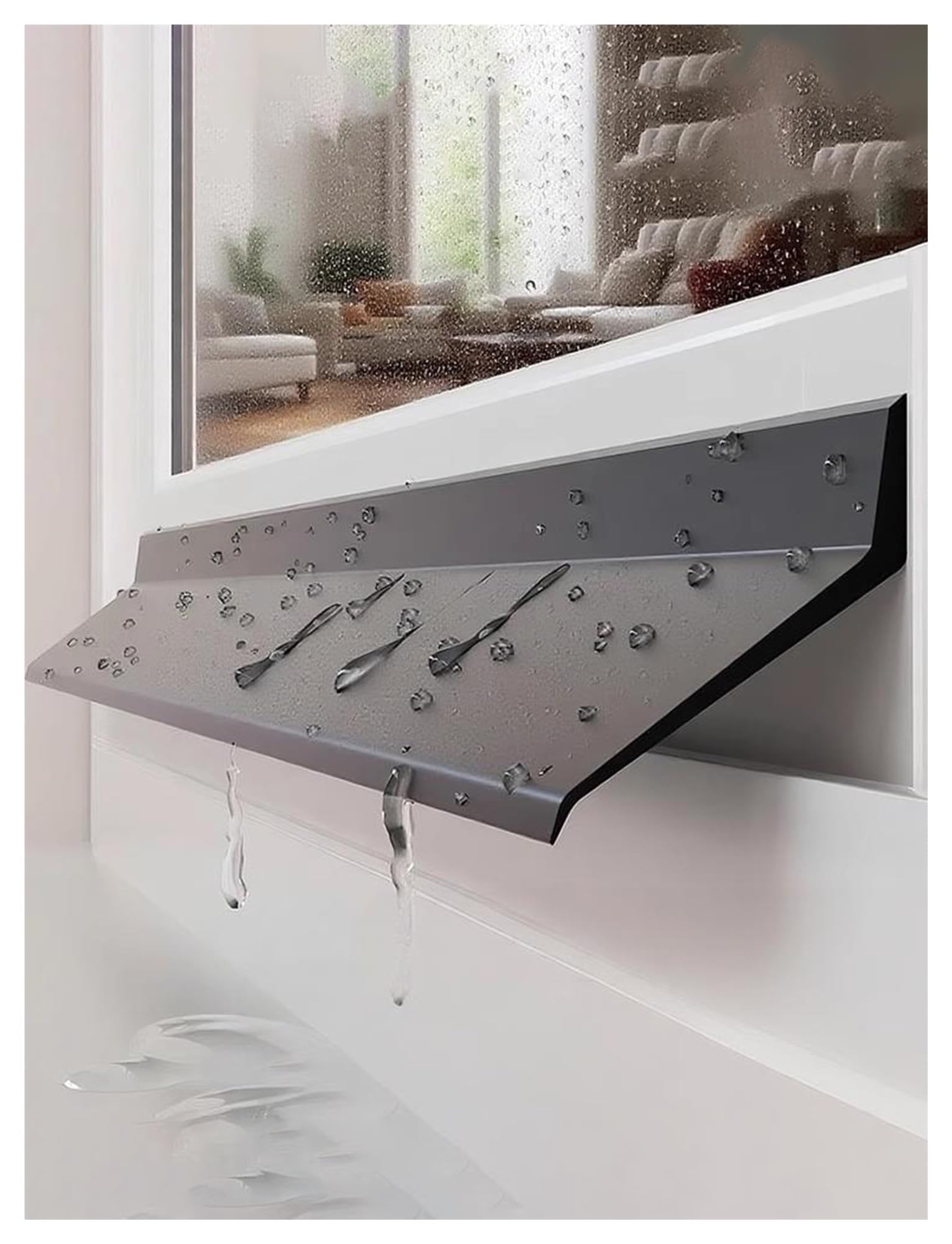 Rejilla protectora de goma para ventanas que frena el agua y los goteos en puertas 1