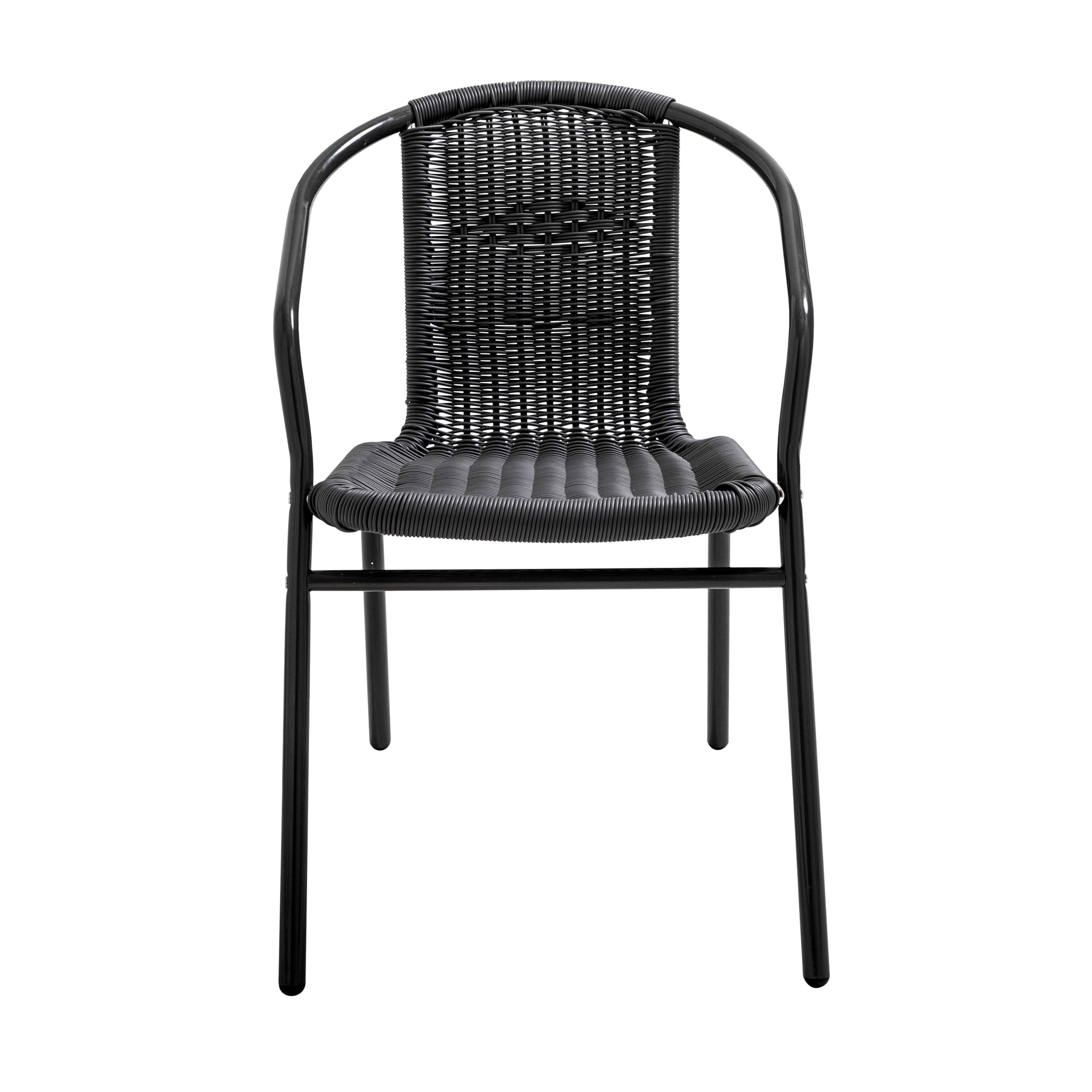 Oviala Lot de 4 fauteuils de Jardin Aluminium et résine Noir