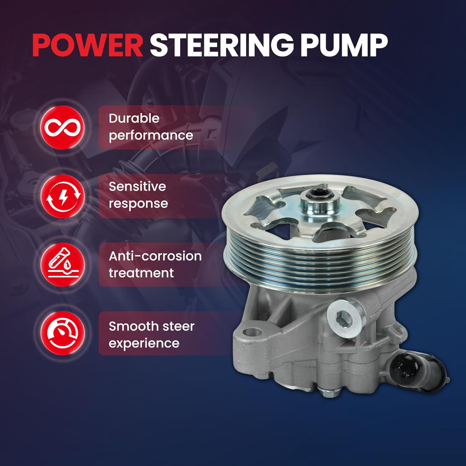 MOCA Power Steering Pump with Pulley 21-5495 Compatible with 2008-2012 for Honda Accord 2.4L