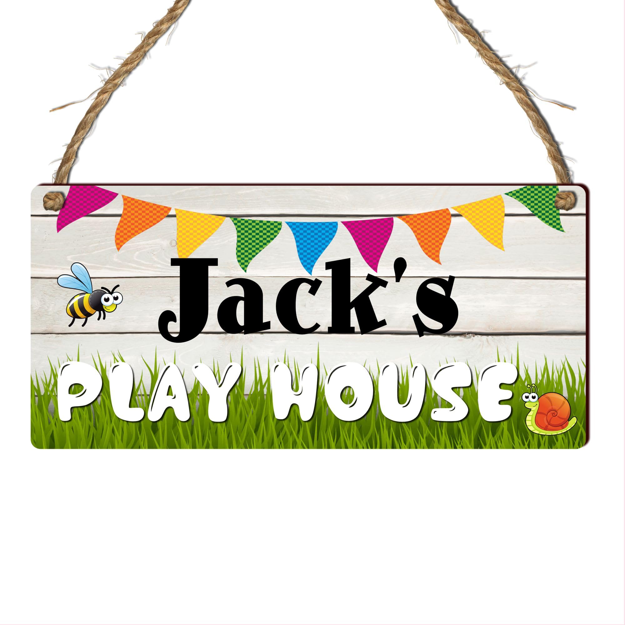 Personalised "Playhouse" Plaque – Customisable Children's Playhouse Sign for Indoor or Outdoor Use – for Kids' Playrooms or Garden Playhouses (Wood Effect, Mdf Wood Indoor Use Only) — image 1