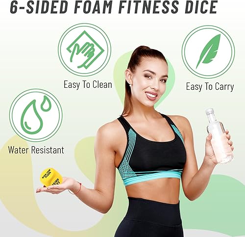 Miniatura 4 de Halloscume 4 dados de entrenamiento divertidos para ejercicio, 6 caras de espuma, juegos de entrenamiento para clases solas o grupales (amarillo,