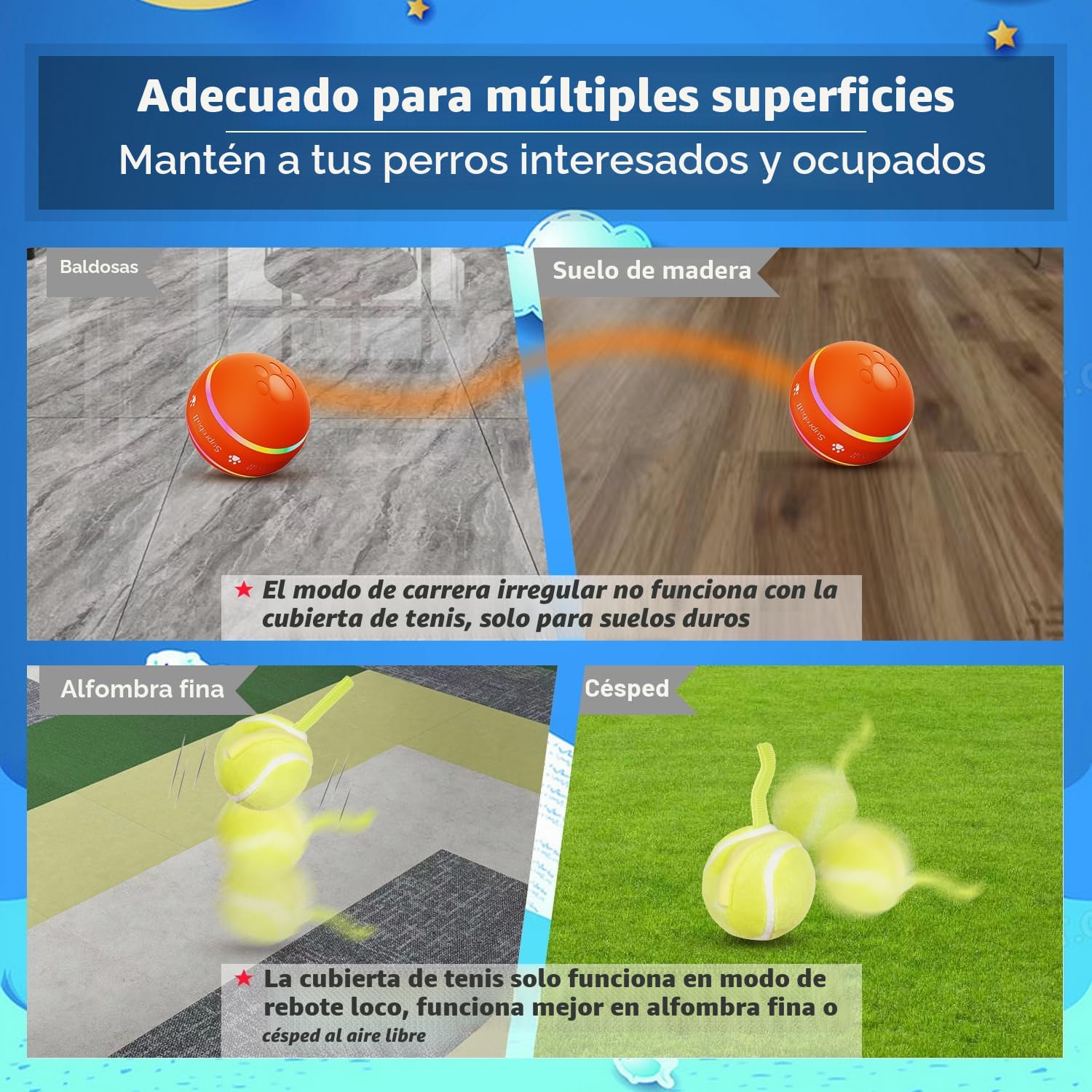 Petiepaw Juguete de pelota interactivo para perros, pelota rodante automática duradera para cachorros/perros pequeños/medianos, recargable por USB (naranja)