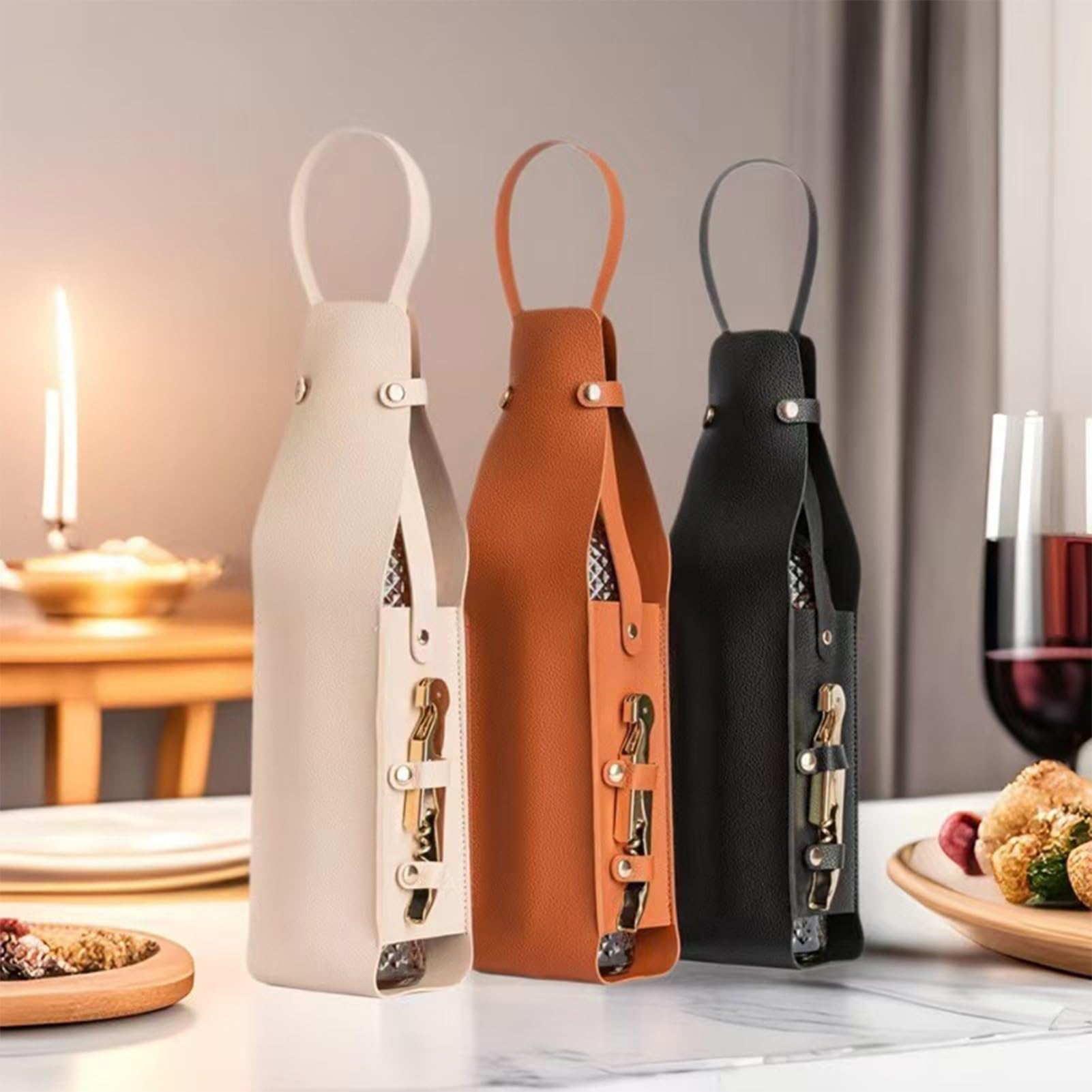 Weinbeutel PU Leather Wine Tote Carrier with Handle