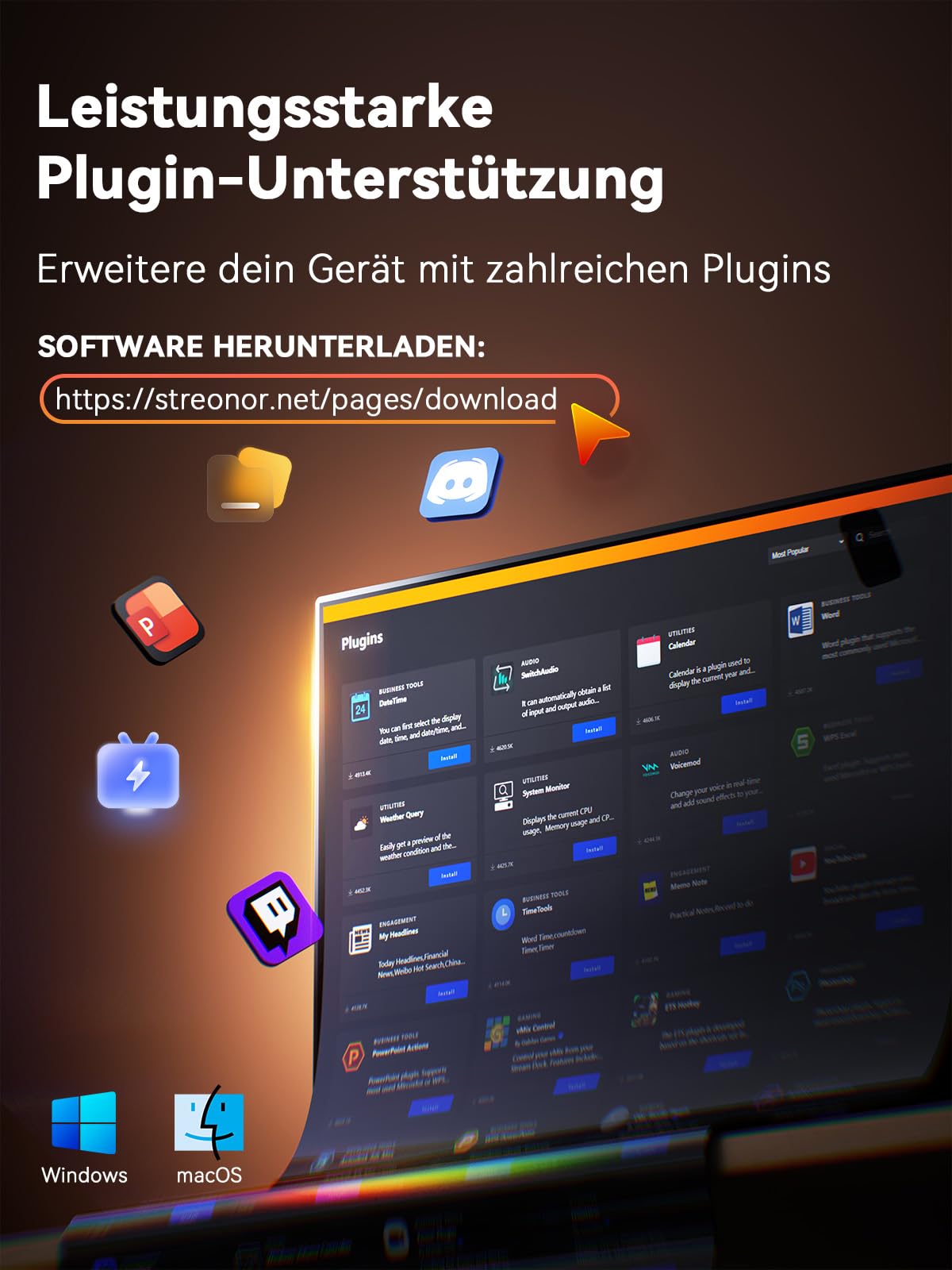 STREONOR Stream Controller Pro S10 mit 10 Tasten Touchscreen und 4 Reglern | Stream Control Deck für OBS, Twitch, YouTube, Content Creators, Streaming & Gaming, kompatibel mit PC und Mac