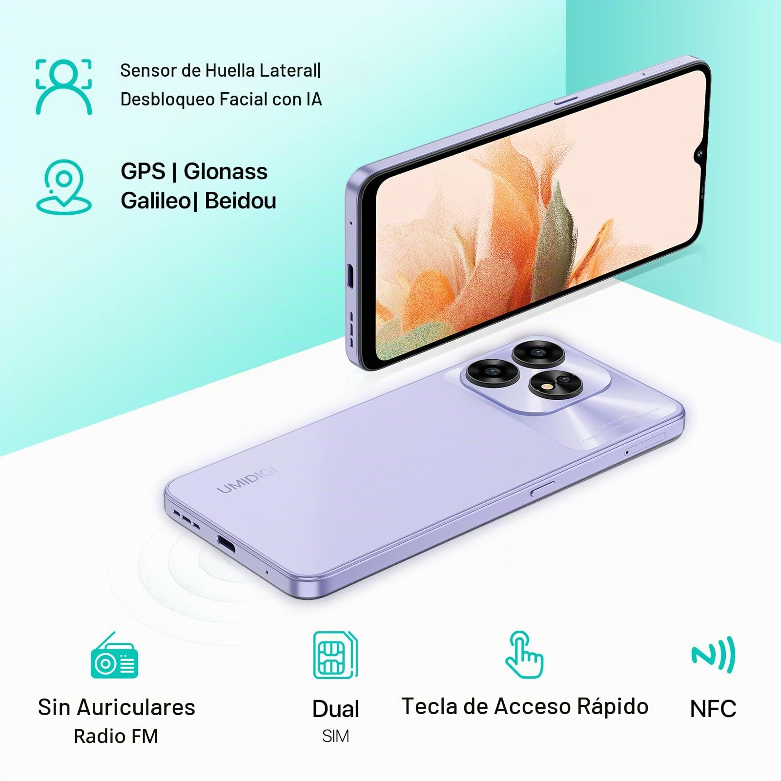 Amazon.com: UMIDIGI Teléfonos celulares A15 16 (8+8) G+256G