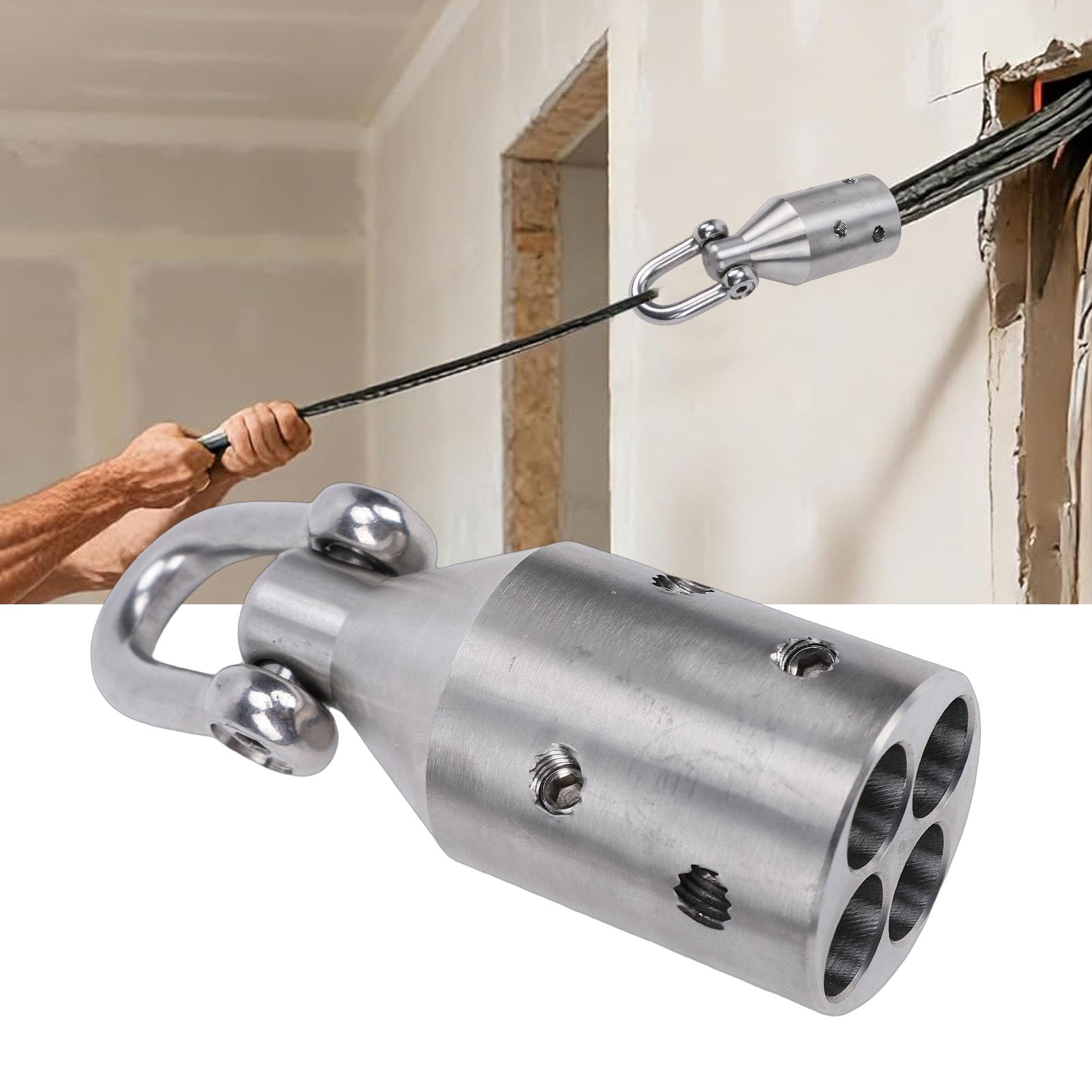 Naroote Accessorio per Cavi Elettrici, Strumento per Cavi Elettrici da 4000 Libbre, Estrattore in Acciaio Inossidabile per Carichi Pesanti per in ​​rame e Alluminio da 3,0-350 MCM