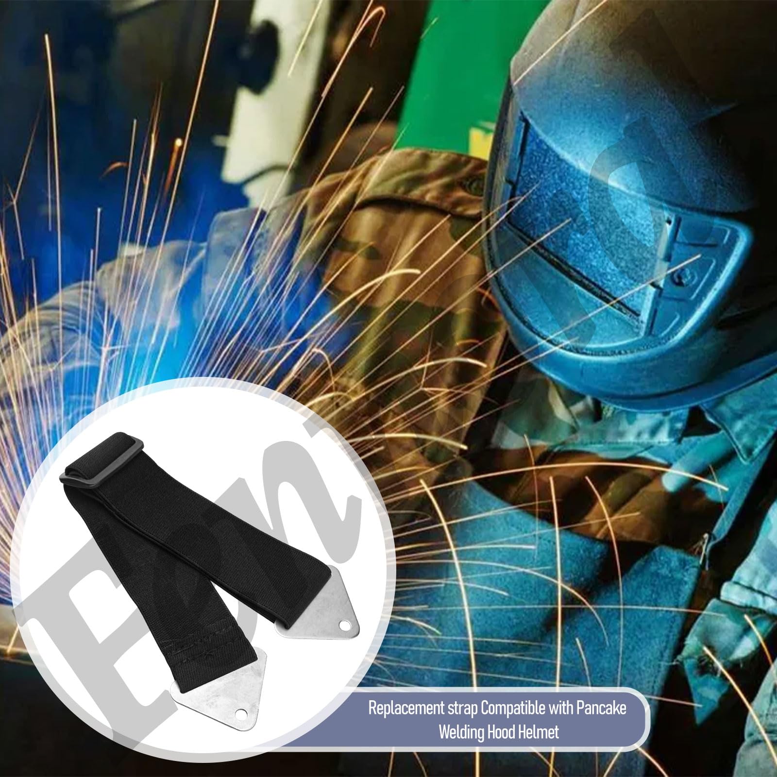 Correa de repuesto compatible con casco de campana de soldadura de panqueques, la correa de repuesto es muy flexible y viene con un ajustador de longitud