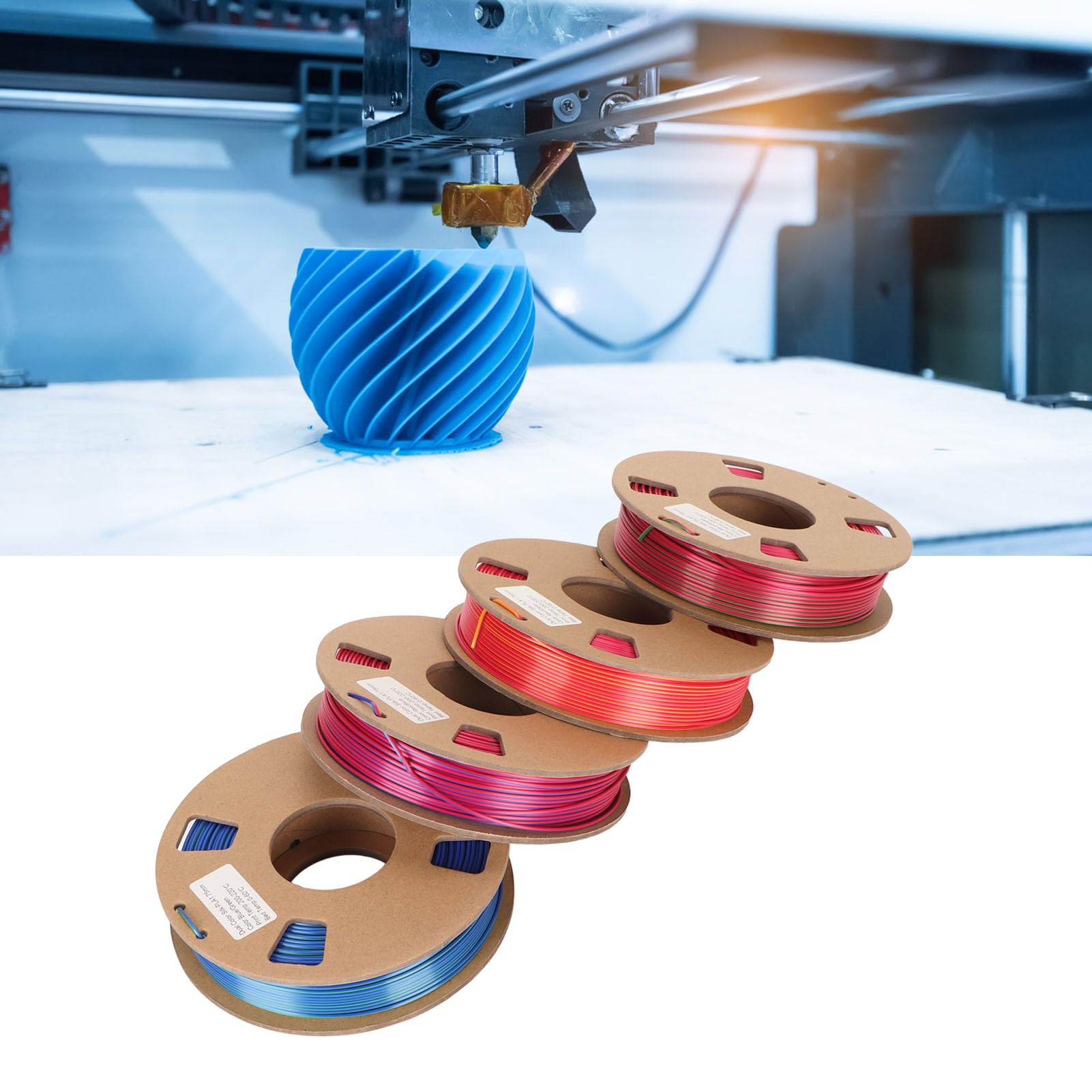 Jedwabny Dwukolorowy żarnik Kreatywny Pakiet Drukarki 3D Filament PLA 1.75mm Czerwony Złoty Czerwony Zielony Niebieski Niebieski Zielony dla Projektów DIY