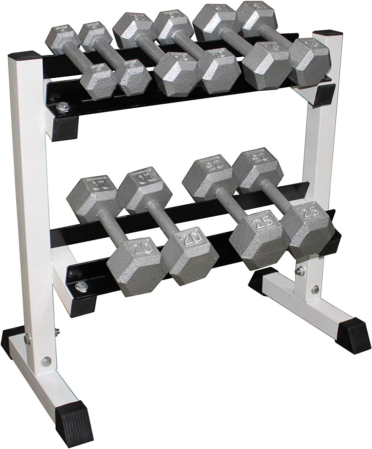 Ader Dumbbells Set 2-25lb with 2-Tier 26" Rack