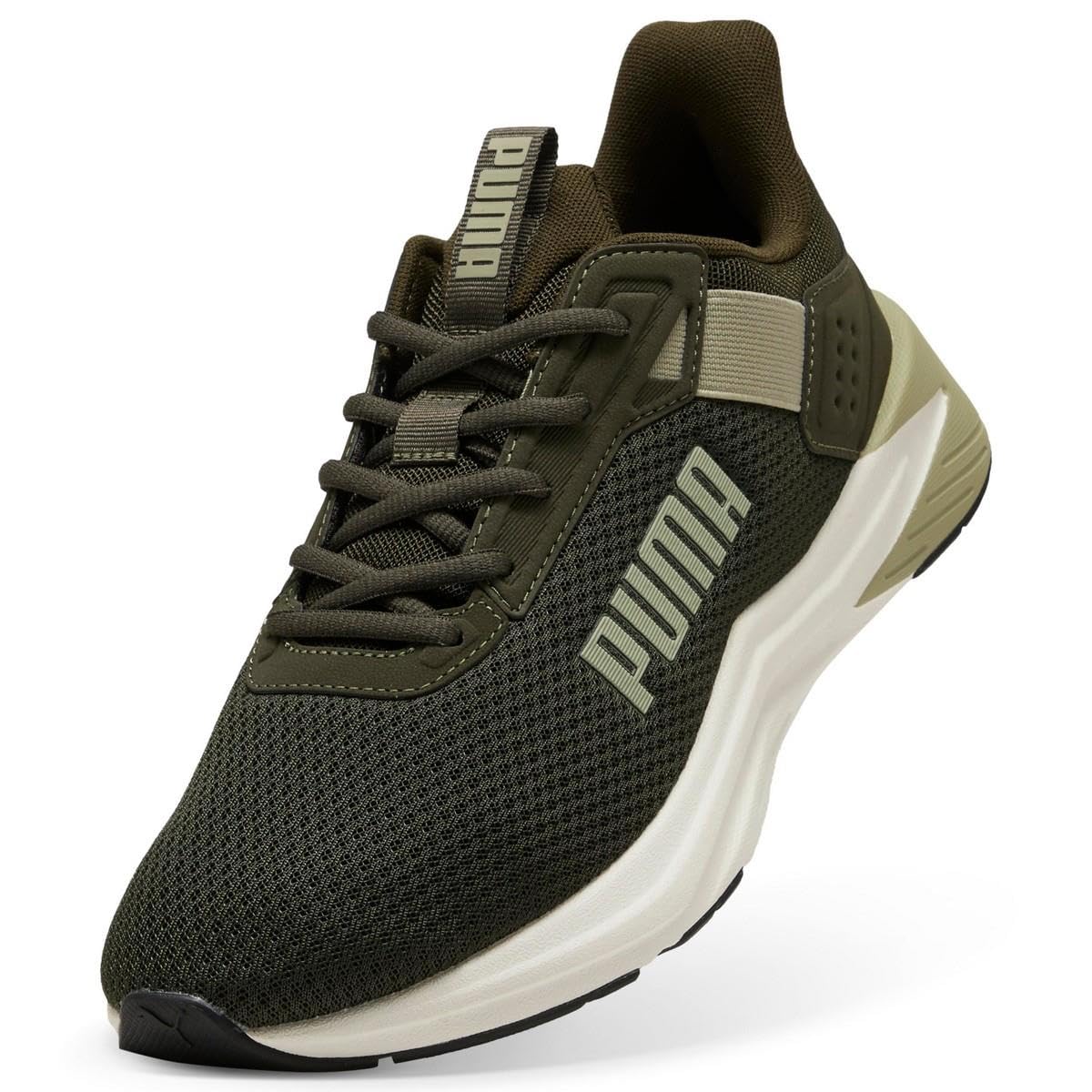 Puma Botines unisex FTR Wave Black White Blac, Dark Olive Lux Army Glowing Red, 44.5 EU