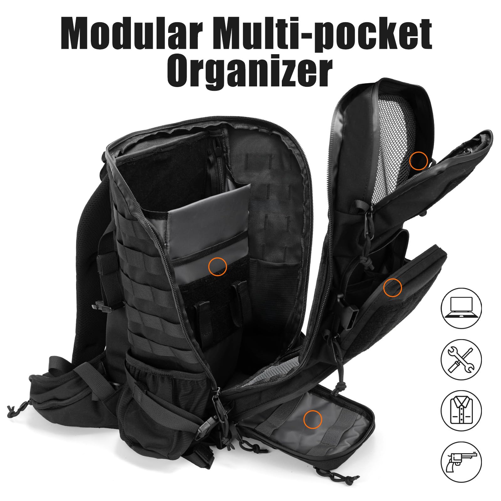 Jueachy Mochila Táctica EDC para Hombre: Mochila Militar de Asalto de 30 Litros con Sistema MOLLE Ideal para Senderismo Gimnasio Trabajo y Desplazamientos Diarios