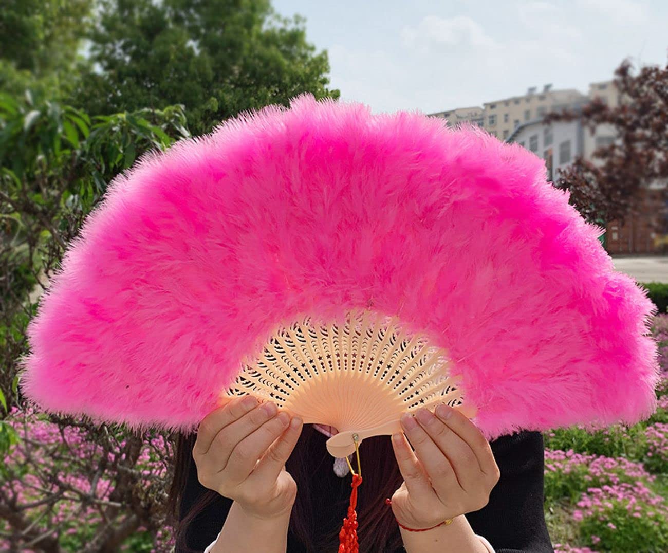 Ventaglio Pieghevole Con Piume - Accessorio Retrò Per Donne Per Matrimoni E Feste - Foto 5