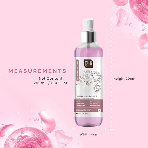 Miniatura 9 de Agua de rosas Pili, tónico facial para pieles sensibles. Refresca, tonifica e hidrata con la suavidad del extracto natural de rosas y glicerina. 8.4