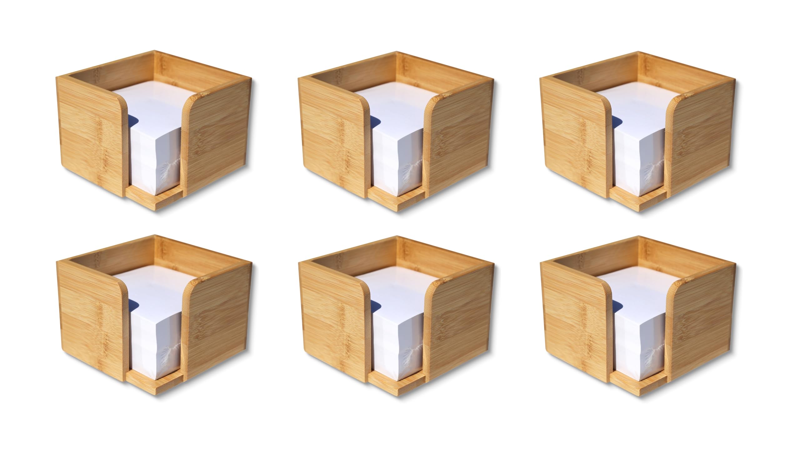 Osco Bamboo Memo Cube with 500 Sheets, 6 Pack Bamboo Desk Note Block & Message Dispenser Cube for Office & Home Desk