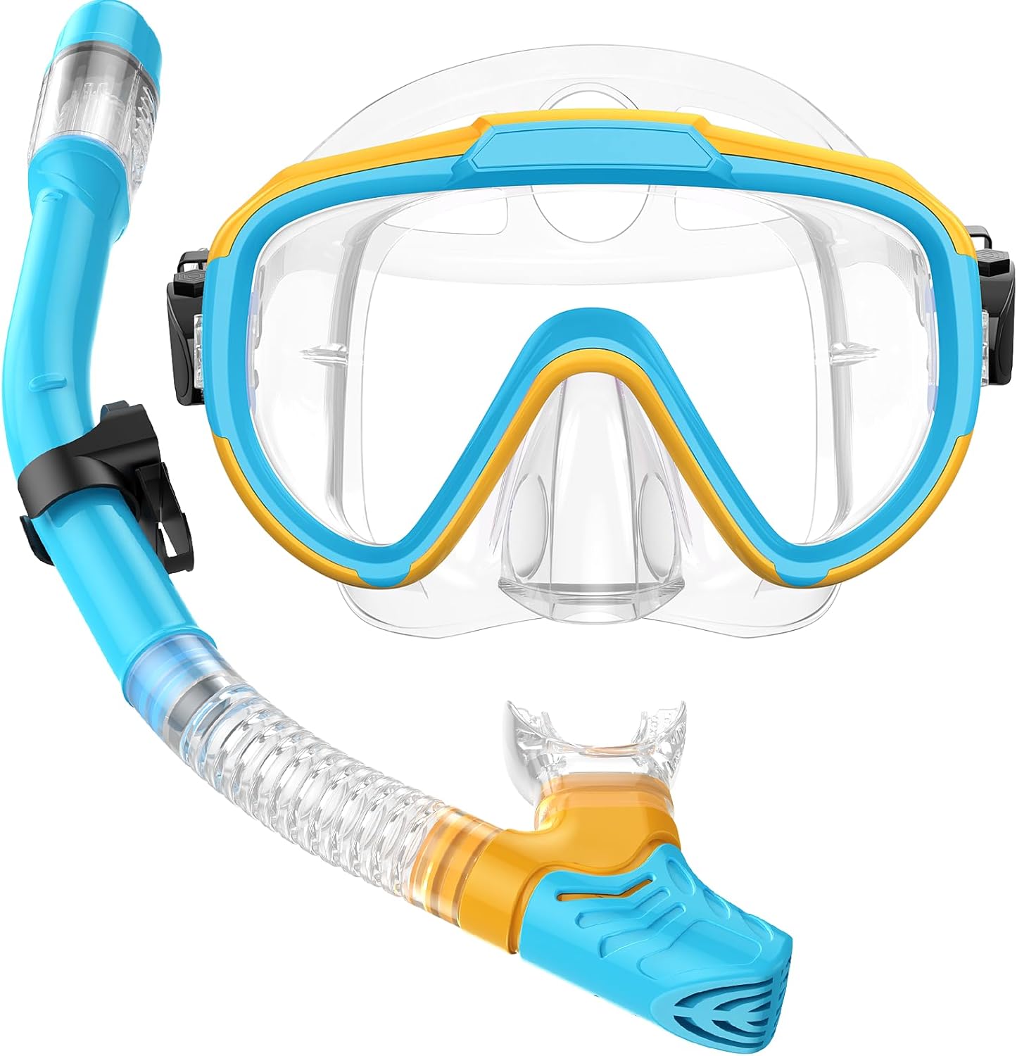 Kids Snorkel Set, Anti-Fog Panoramic Tempered Glass Kids Snorkel mask, Anti-Leak Scuba Diving Mask with Mesh Bag, Dry Top Snorkeling Gear for Kids and Youth Age 4-16 Kids Snorkel Set, Anti-Fog Panoramic Tempered Glass Kids Snorkel mask, Anti-Leak Scuba Diving Mask with Mesh Bag, Dry Top Snorkeling Gear for Kids and Youth Age 4-16
