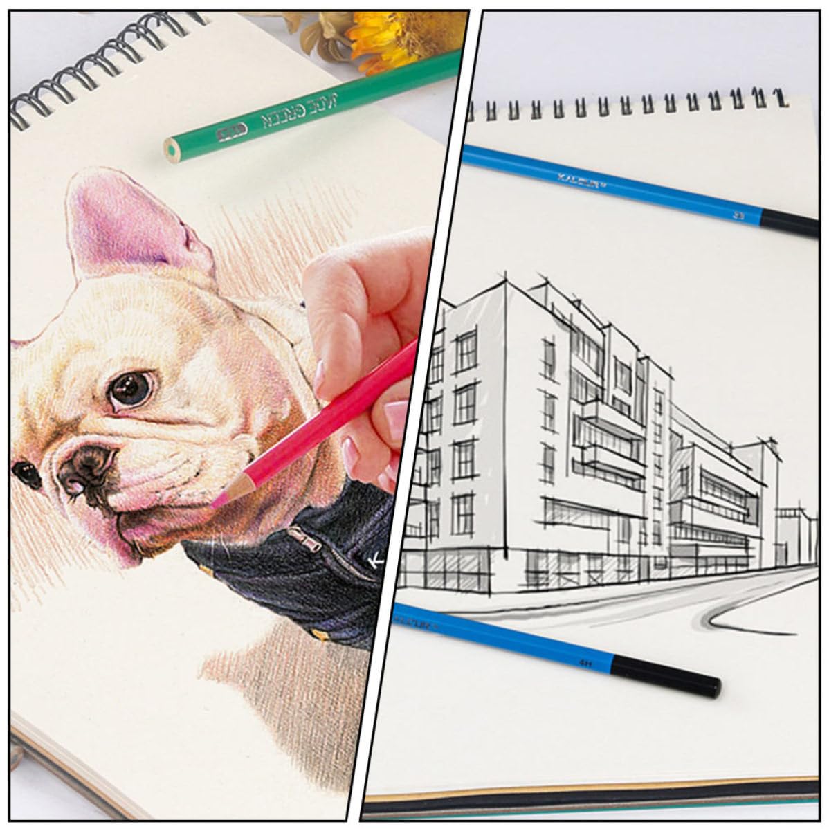 VILLCASE Set di Matite da Disegno per Schizzi Carboncino, Kit Portatile in Legno e Metallo per Studenti e Appassionati di Arte Tecnica