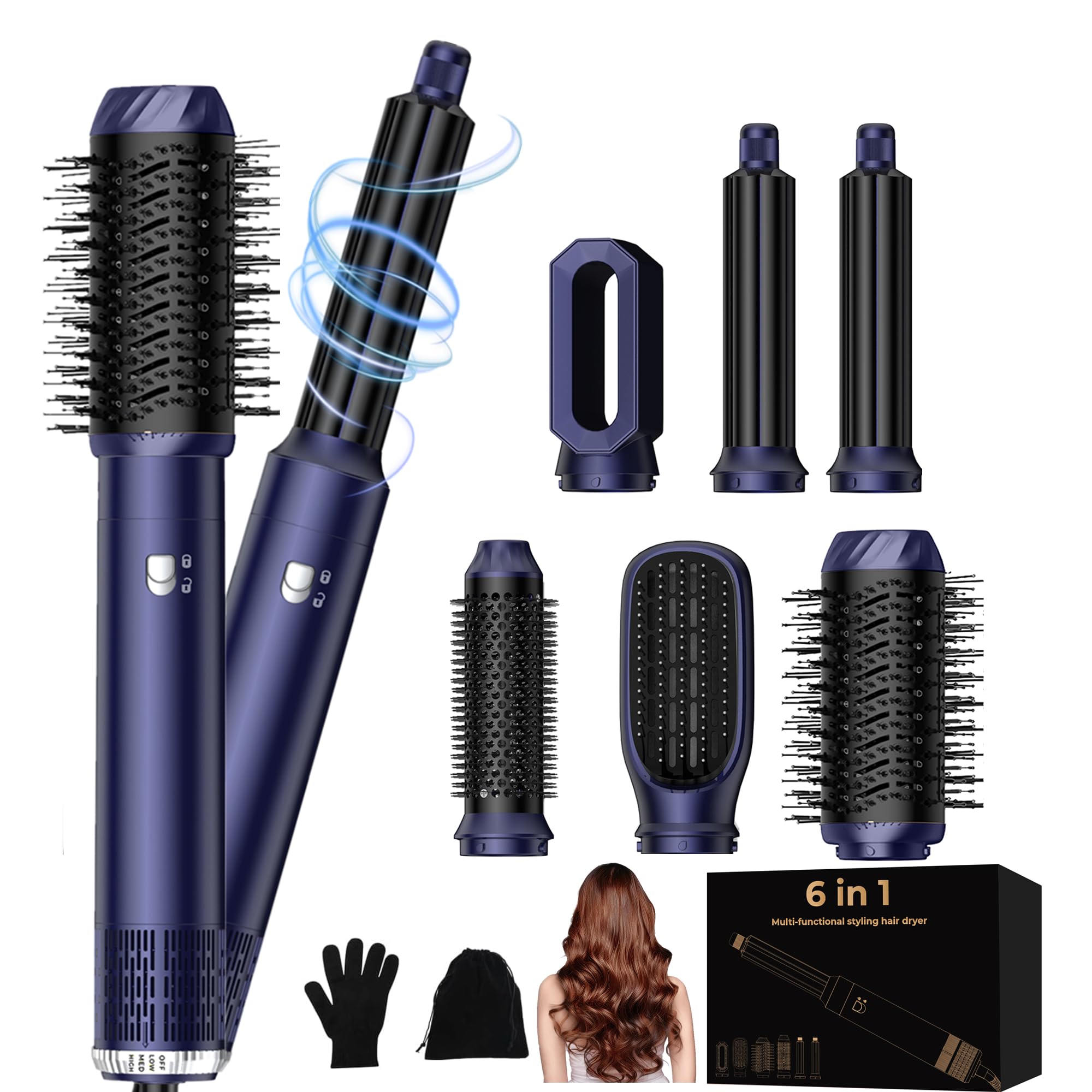 Pro Airstyler 6 in 1 Styler, Phon Spazzola con 2 Rulli Riscalda-Aria da 32mm e Tecnologia Ioni | 1000W per Asciugare, Lisciare, Dare Volume e Creare Ricci per Tutti i Tipi di Capelli