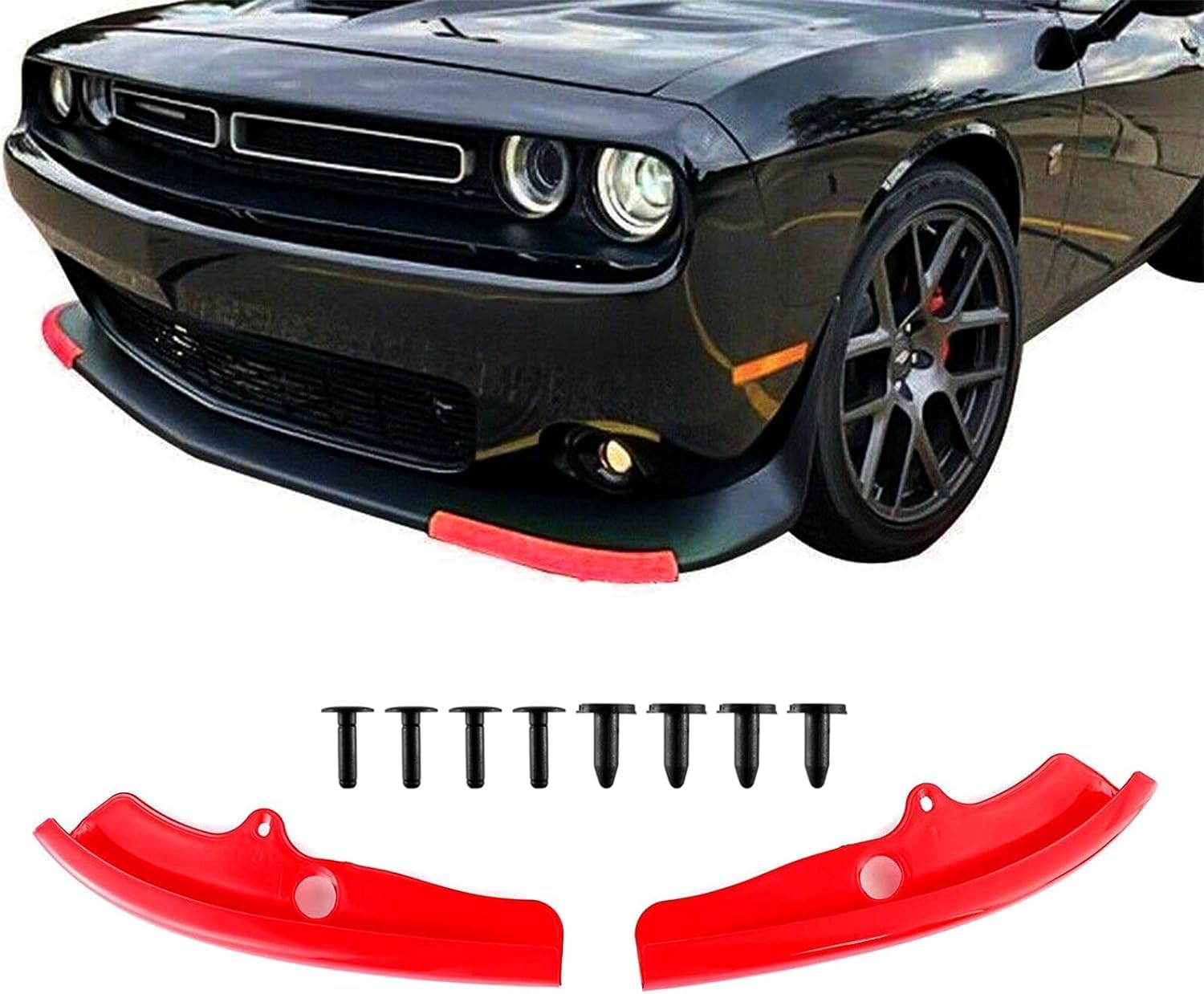 Front Bumper Lip Splitter Protector Replacement for 2015-2024 Dodge Challenger Scat Pack, SRT 392 and 2019-2024 RT GT (Red)