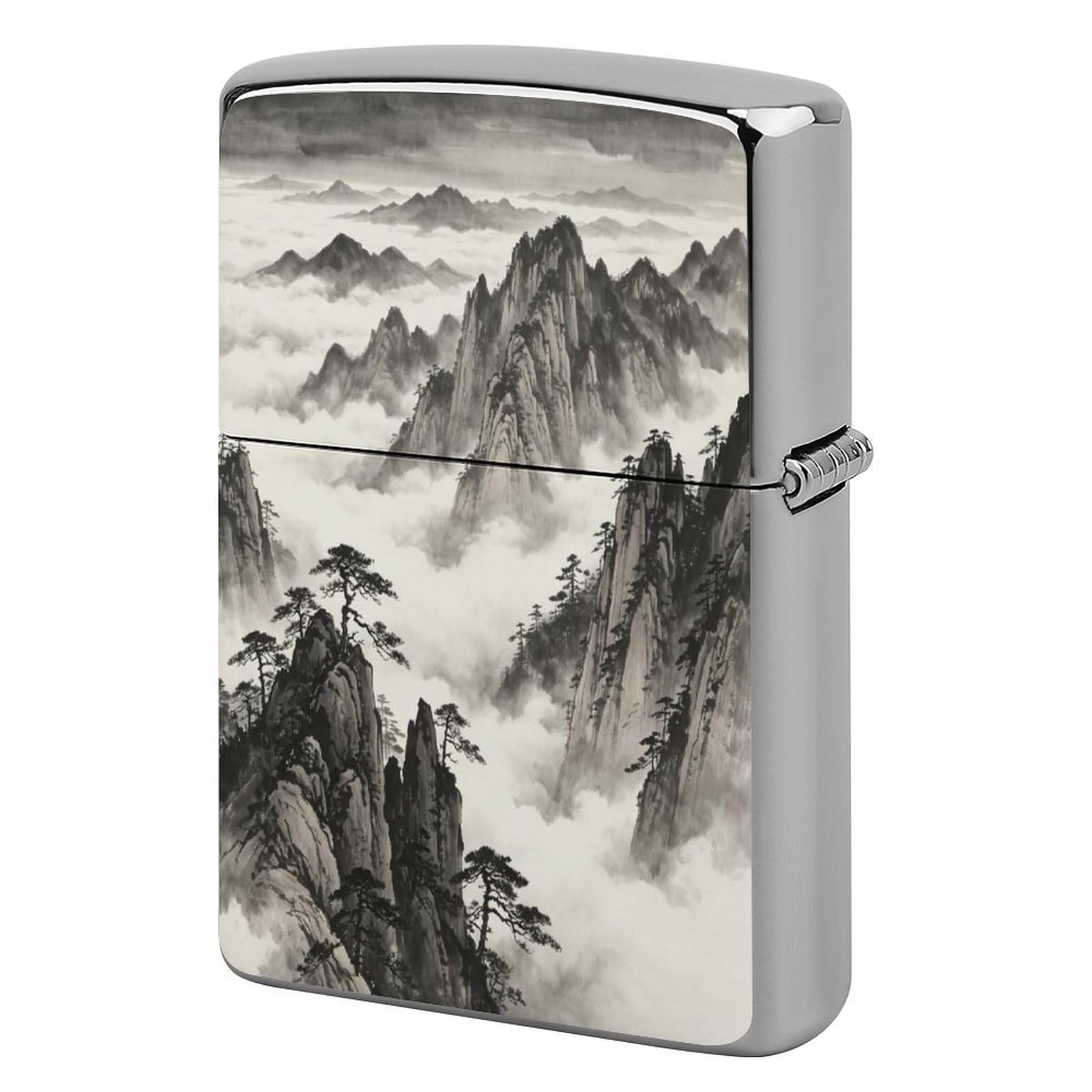 Btcowzrv Style Ink Wash Mountain Metal Lighter Case Sleeve Cover Holder
