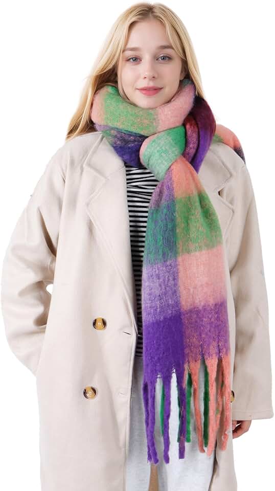 American Trends Women s Fall Winter Plaid Scarf Soft Warm Blanket Shawl Wrap