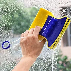 Limpador Magnético de Vidros Dupla Face com Imã Limpeza Interna e Externa para Janelas Aquário com Corda de Segurança