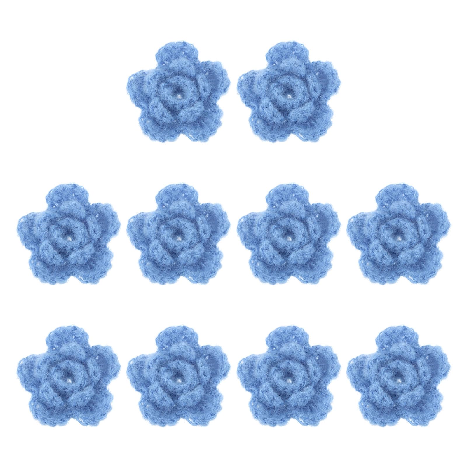 QUARKZMAN 10 Stück Blumen Aufnäher, 50mm Häkelblumen Patches, Blumenstickerei Applikationen Verzierungen für DIY Haare Hüte Kleidung Hochzeit Dekor Handwerk, Lila Blau
