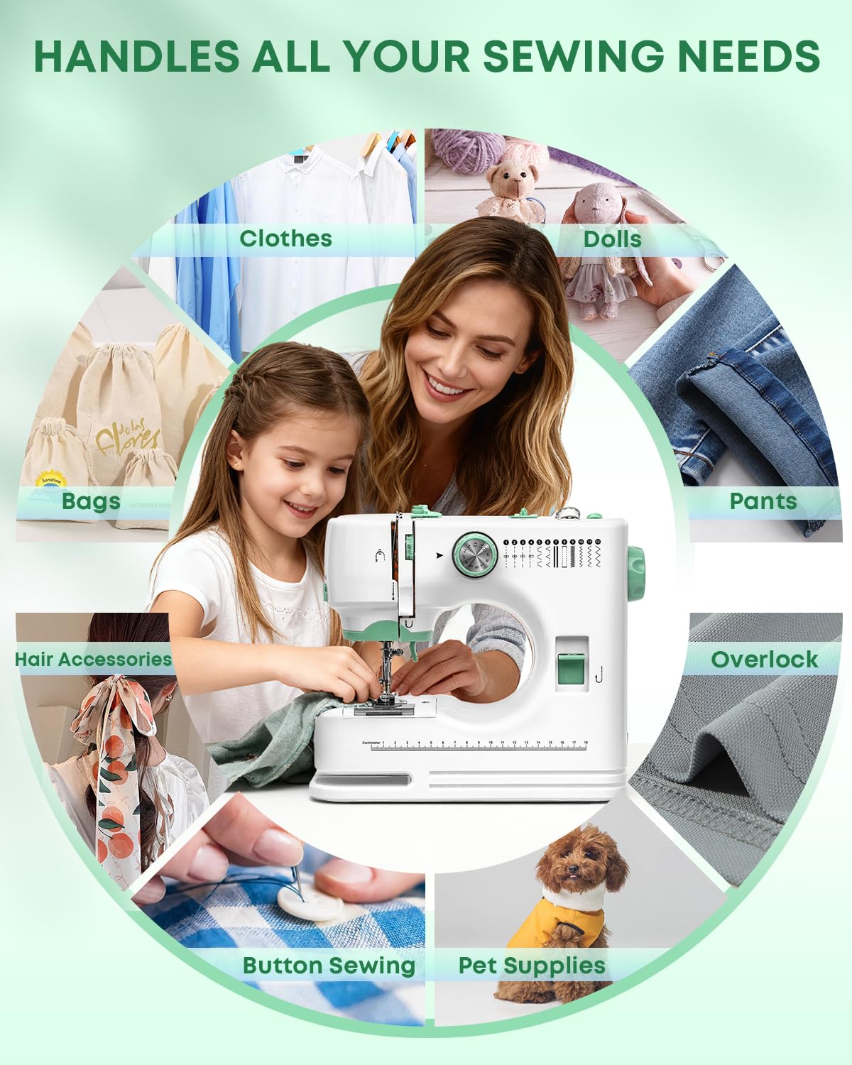 Sewing Machine for Beginners -12 Built-in Stitches|42 PCS Accessory Kit,Foot pedal, Low/High-Speed,Portable Mini Sewing Machine for Home DIY,Quick Fix