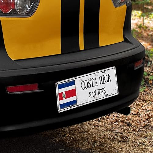Miniatura 6 de Placa de matrícula de metal con bandera de Costa Rica, bandera nacional, ciudad de San José, placa decorativa novedosa de 6 x 12 pulgadas, recuerdo