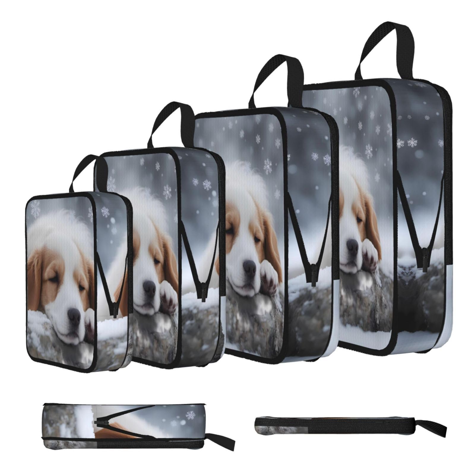Sxzvvbn Black A Sleeping Dog Compression Packing Cubes 4 Piece Set