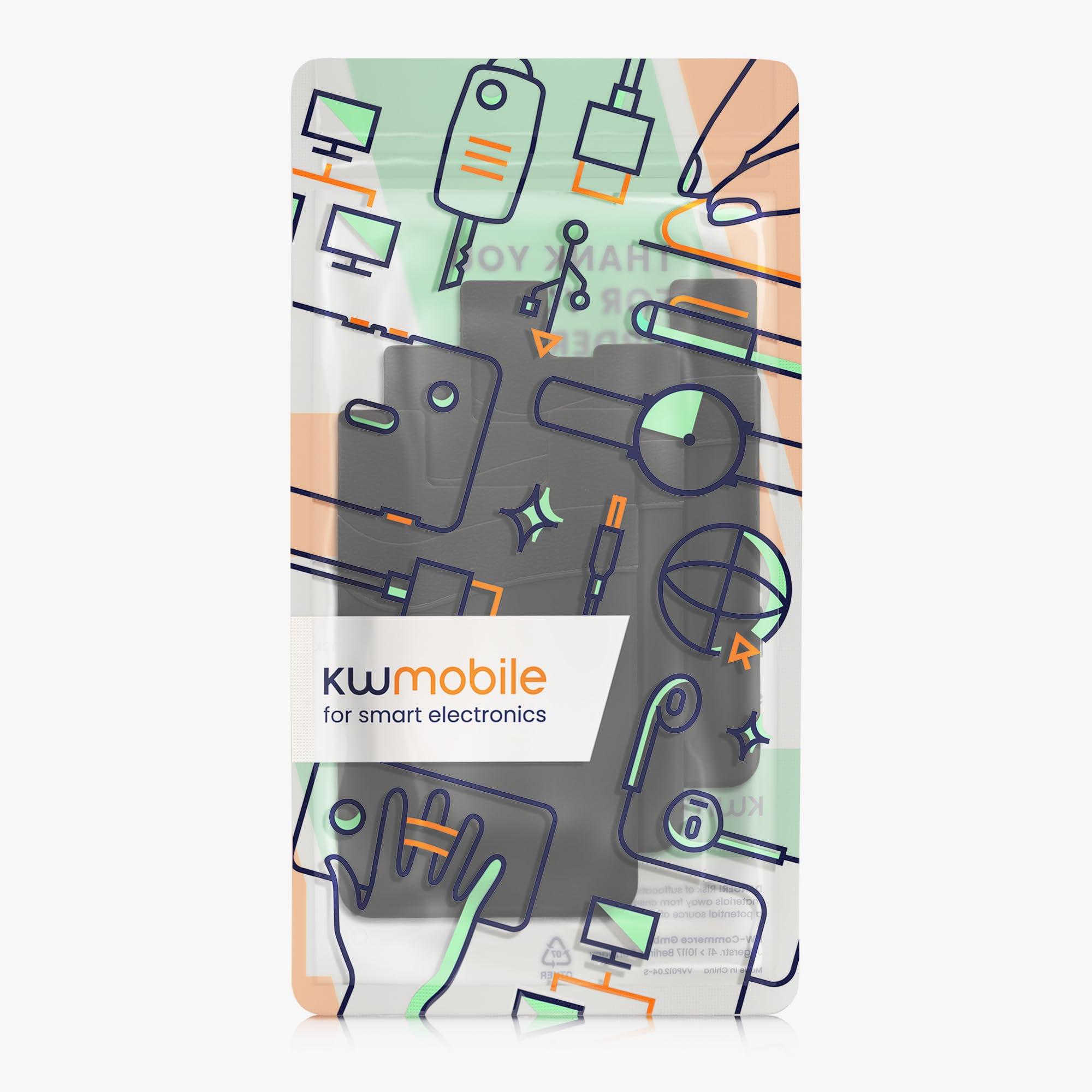 kwmobile Przyklejane etui na karty do telefonu (zestaw 3) - silikonowe etui na karty podwójne gniazdo portfel - przykleja się do tyłu telefonu - czarny/czarny/czarny