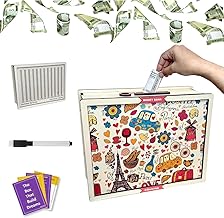 ALOLA Wooden Money Saving Box | 1,00,000 Rupees Target Piggy Bank | Cash Vault with Number Tracker | Coin & Cash Collection Box for Kids & Adults | Smart Savings Box with Goal Chart (Paris Cream)