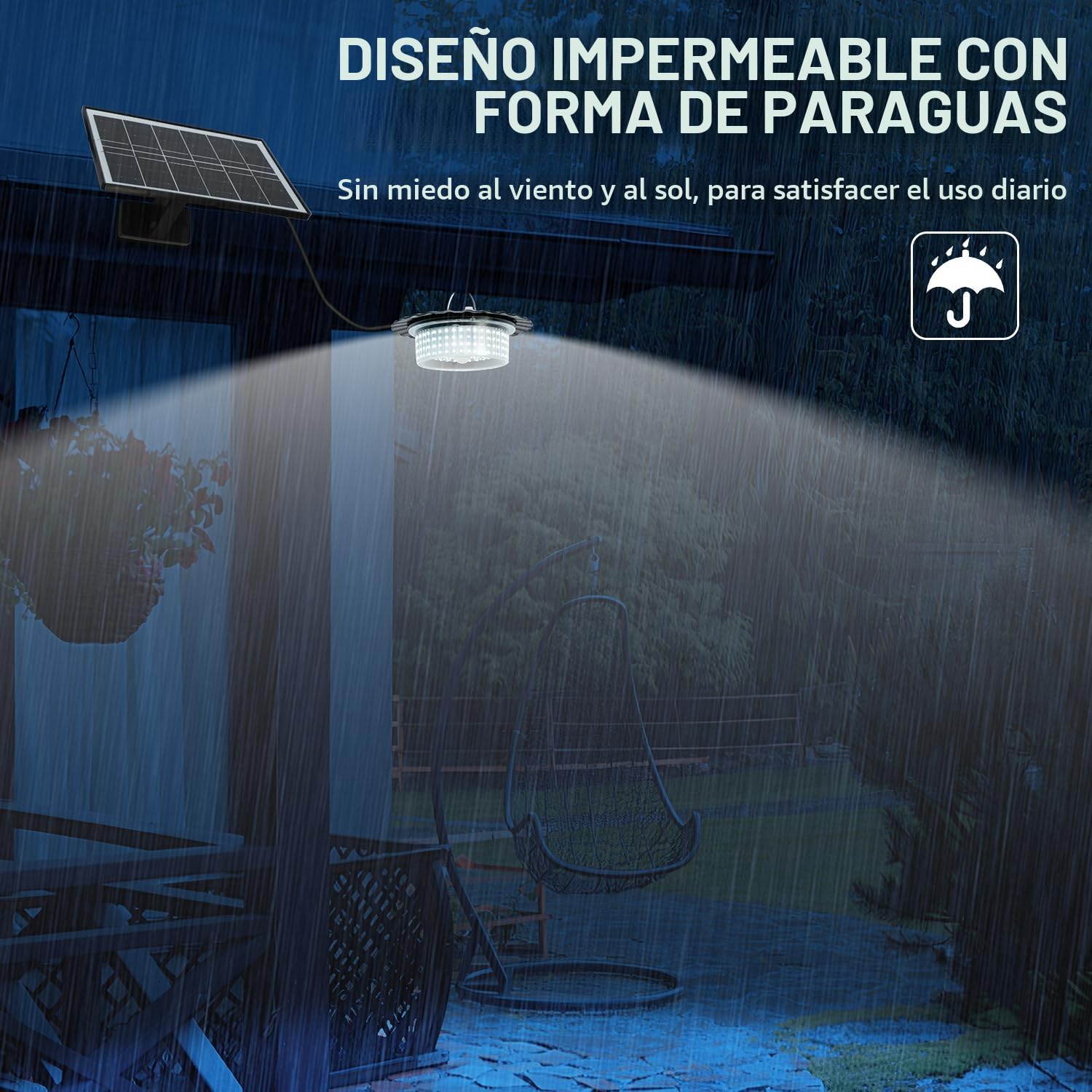 LEKIA Luz Solares Interior e Exterior, 244 LED Lámparas Solar Colgante con Mando a Distancia, Batería de 4400mAh, Resistente al Agua, 5 Modos Luces Kit Solar Jardín con Sensor, Temporizador