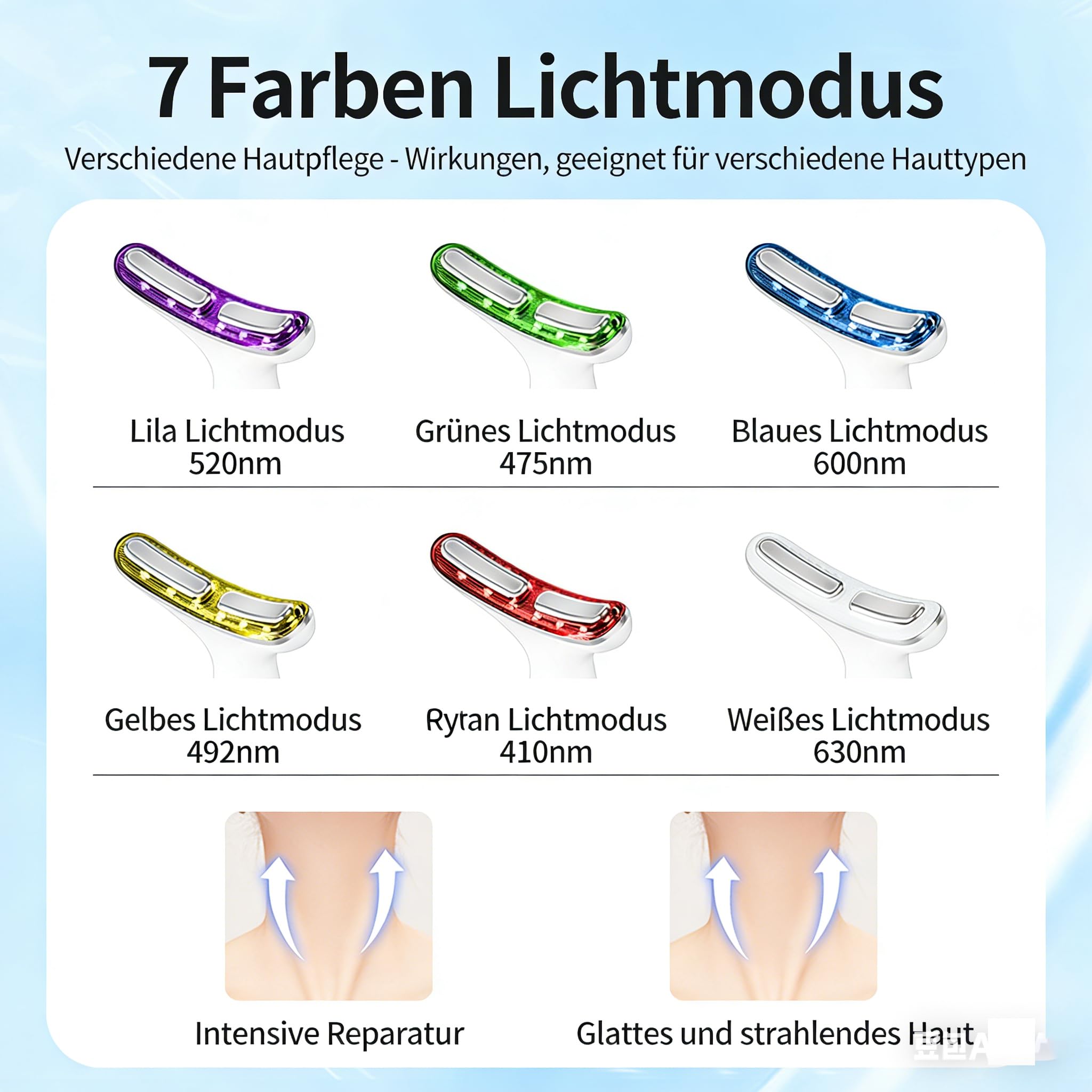 7 Farben LED Licht, EMS & Gua Sha Elektrisches Gesichtsmassagegerät mit 3 Modus, 45°C Konstante Erwärmung, V Shape Face Effekt - Face Massager