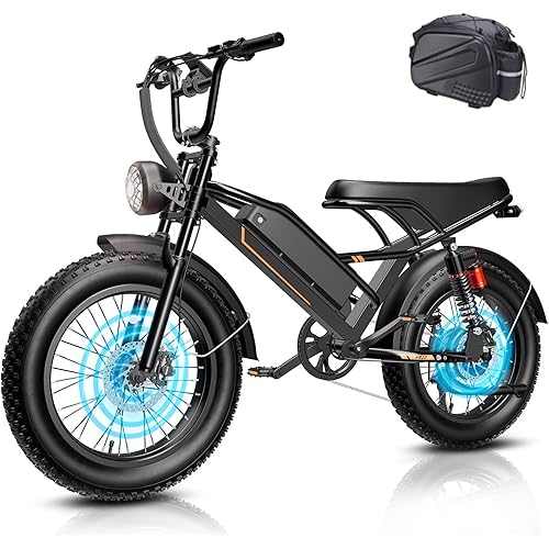 Jasion 3000W/2000W Electric Bike for Adults Teens,Electric Dirt Ebike 80/55 Miles Range,Moped Style E Bike 32/28MPH,20"/16"*4 Fat Tire Off Road Bike with Cruise Control,Dual Suspension E Motorcycle