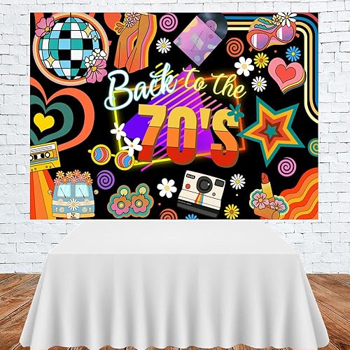 Miniatura 3 de Lofaris Fondo de fiesta de regreso a los años 70 para adultos, decoraciones de fiesta de discoteca, bola de discoteca retro de los años 70, Let's