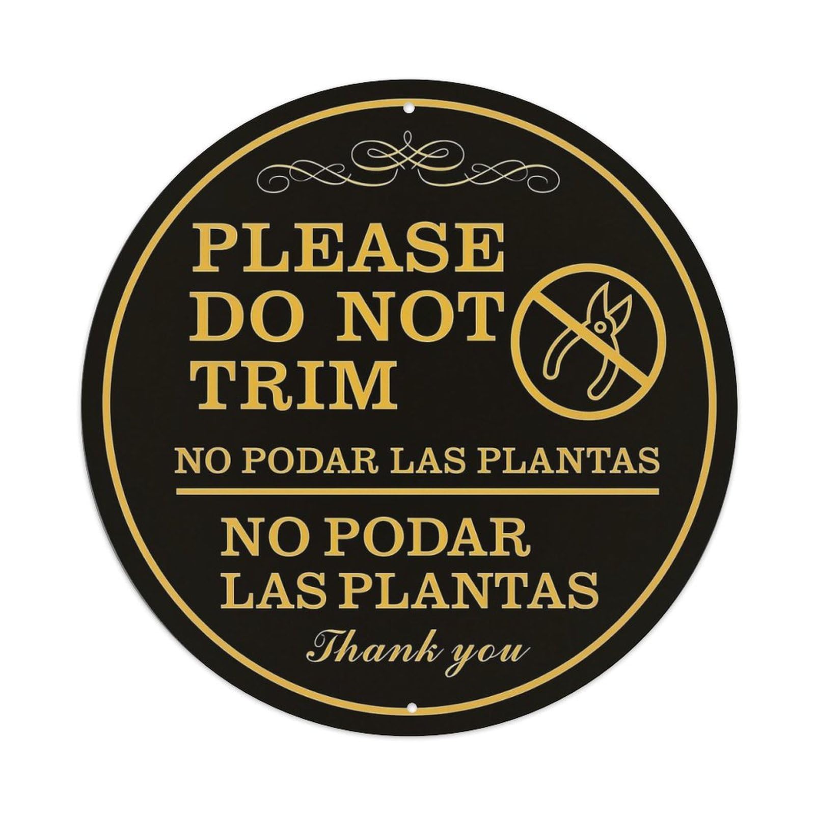 Please Do Not Trim No Podar Las Plantas Thank You Round Metal Tin Sign Vintage Wall Decor, Bar Garage Cafe Kitchen Home Wall Art Poster 8x8inches