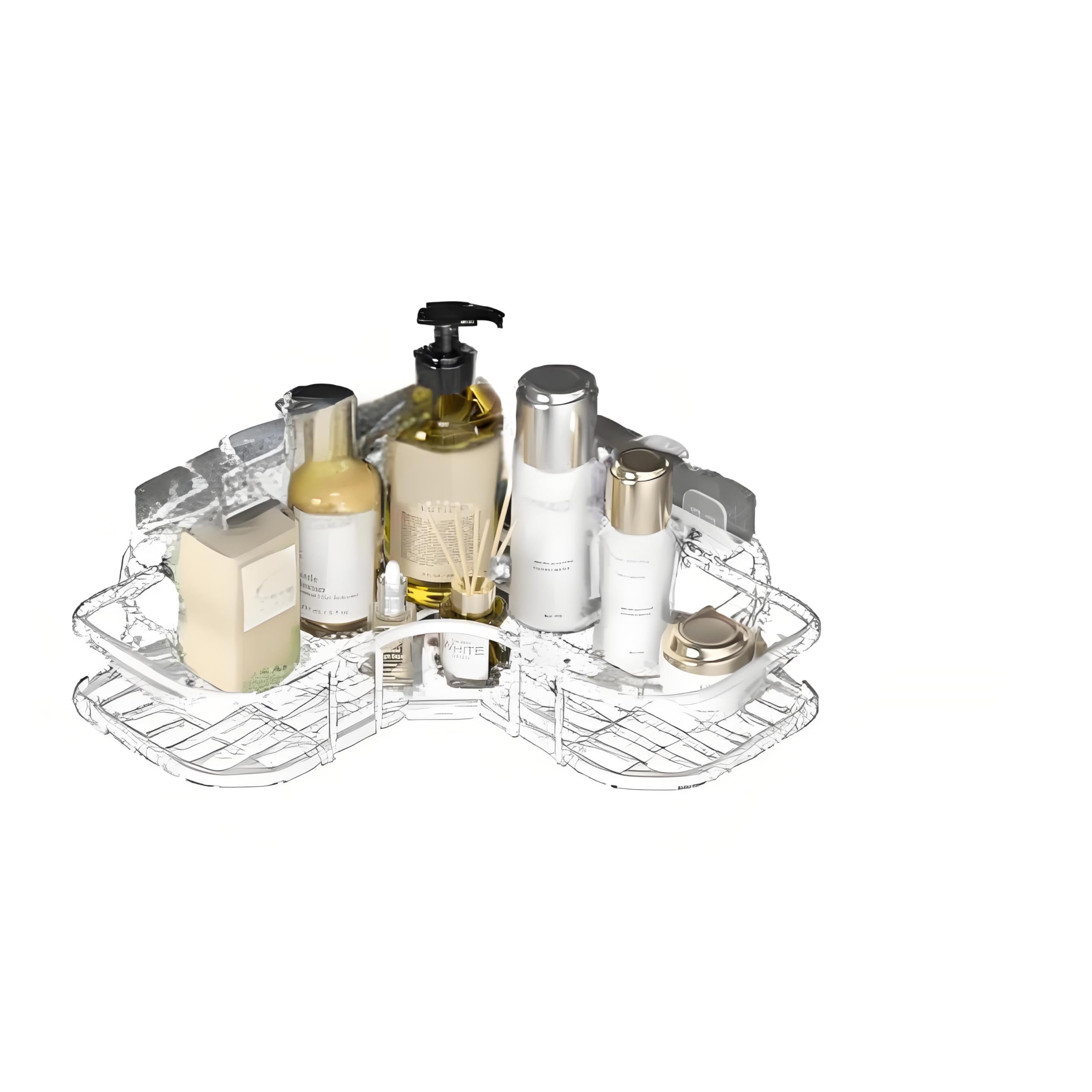 Corner Shower Caddy Wall-Mounted Bathroom Storage Shelf No-Drill Installation Black Iron Triangle Design White