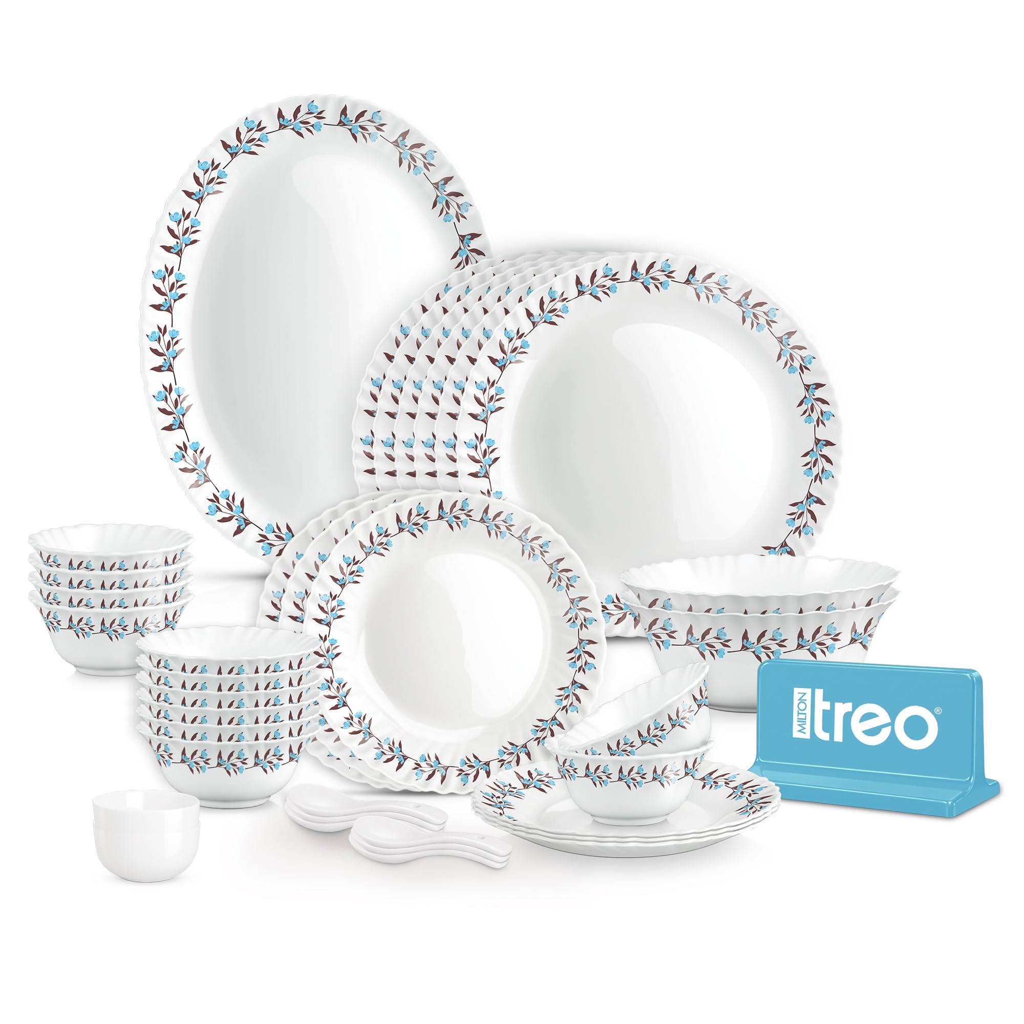 Treo Milton Opalware Dinner Set - 35 Piece, Dishwasher Safe -10