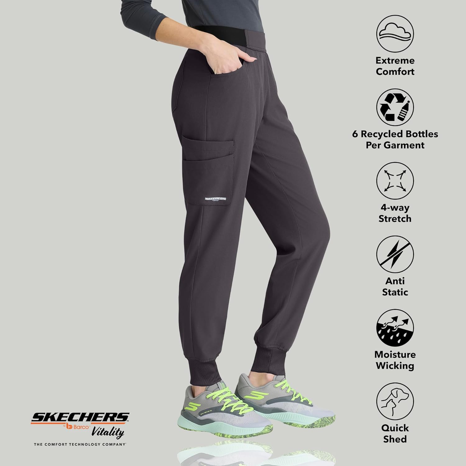 BARCO Skechers Vitality Electra Classic Fit Scrub Jogger for Women – Mid-Rise, 5-Pocket Pant with 4-Way Stretch - Image 5