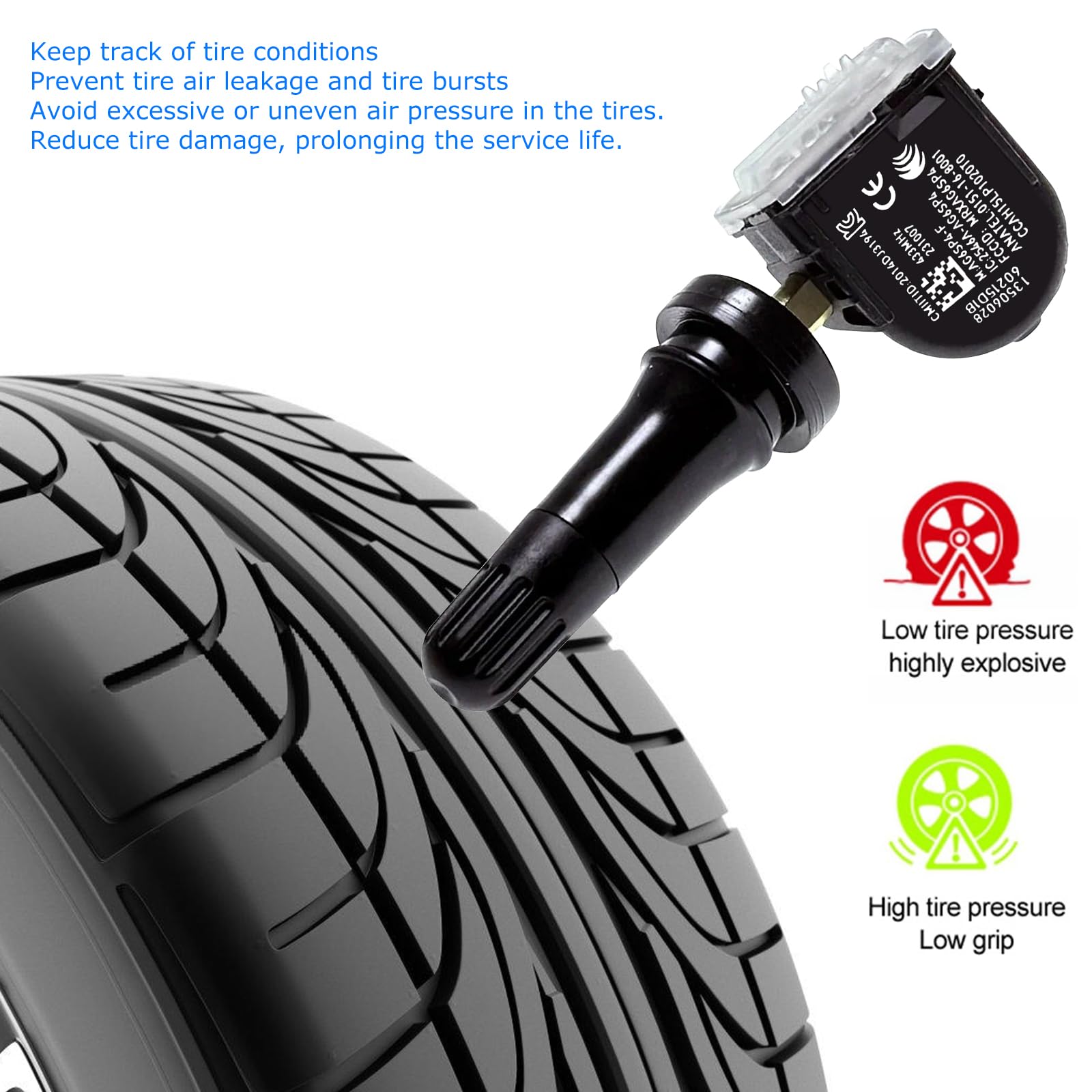 Sensore di pressione pneumatici, 4 pezzi, sistema di controllo della pressione pneumatici, sensore TPMS, sensore di pressione pneumatici, sensore di pressione pneumatici, sensore TPMS 13506028 per