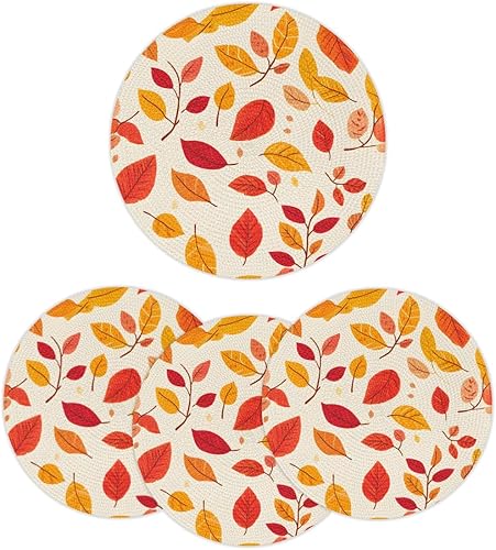 Miniatura 20 de Juego de 6 manteles individuales redondos, manteles individuales tejidos con mandala dorados, antideslizantes, resistentes al calor, lavables,