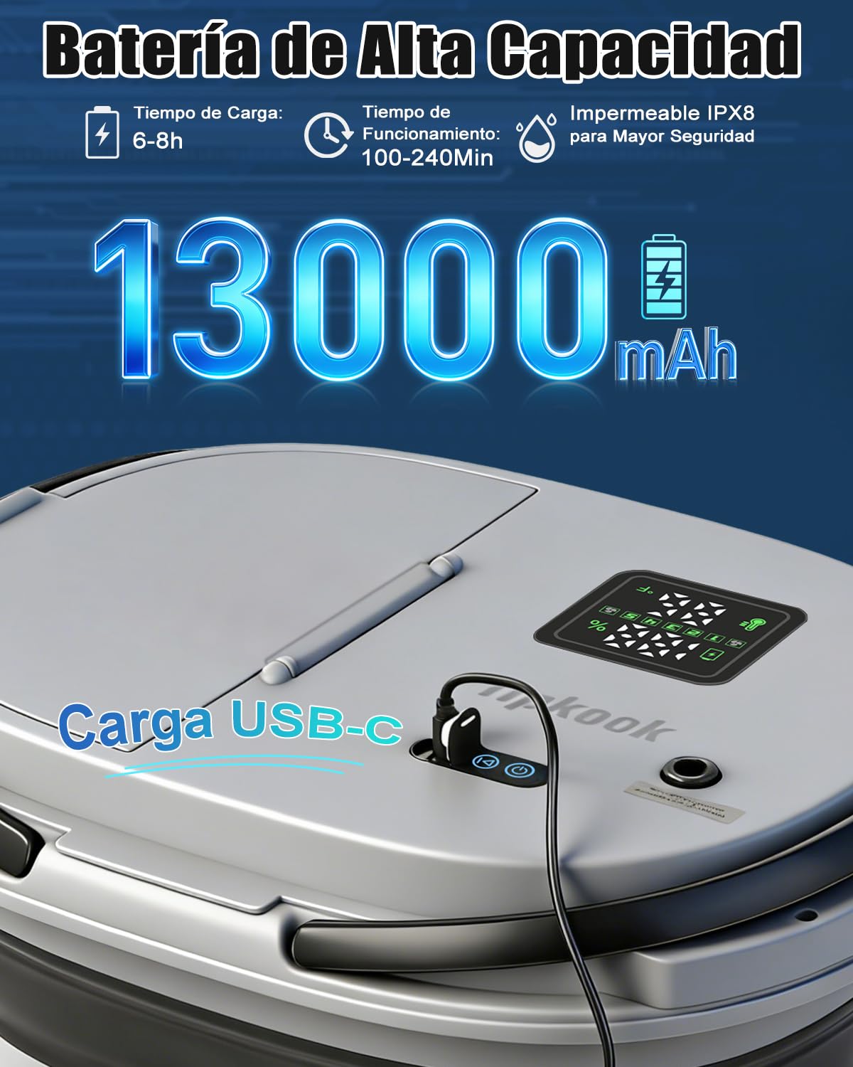 Ducha Portatil Camping, [Pantalla Inteligente] [Nueva Versión] 13000mAh Recargable Ducha Camper con 20L Cubo Plegable Multiusos, Ducha Electrica para Acampar, Ducha de Playa & Perros