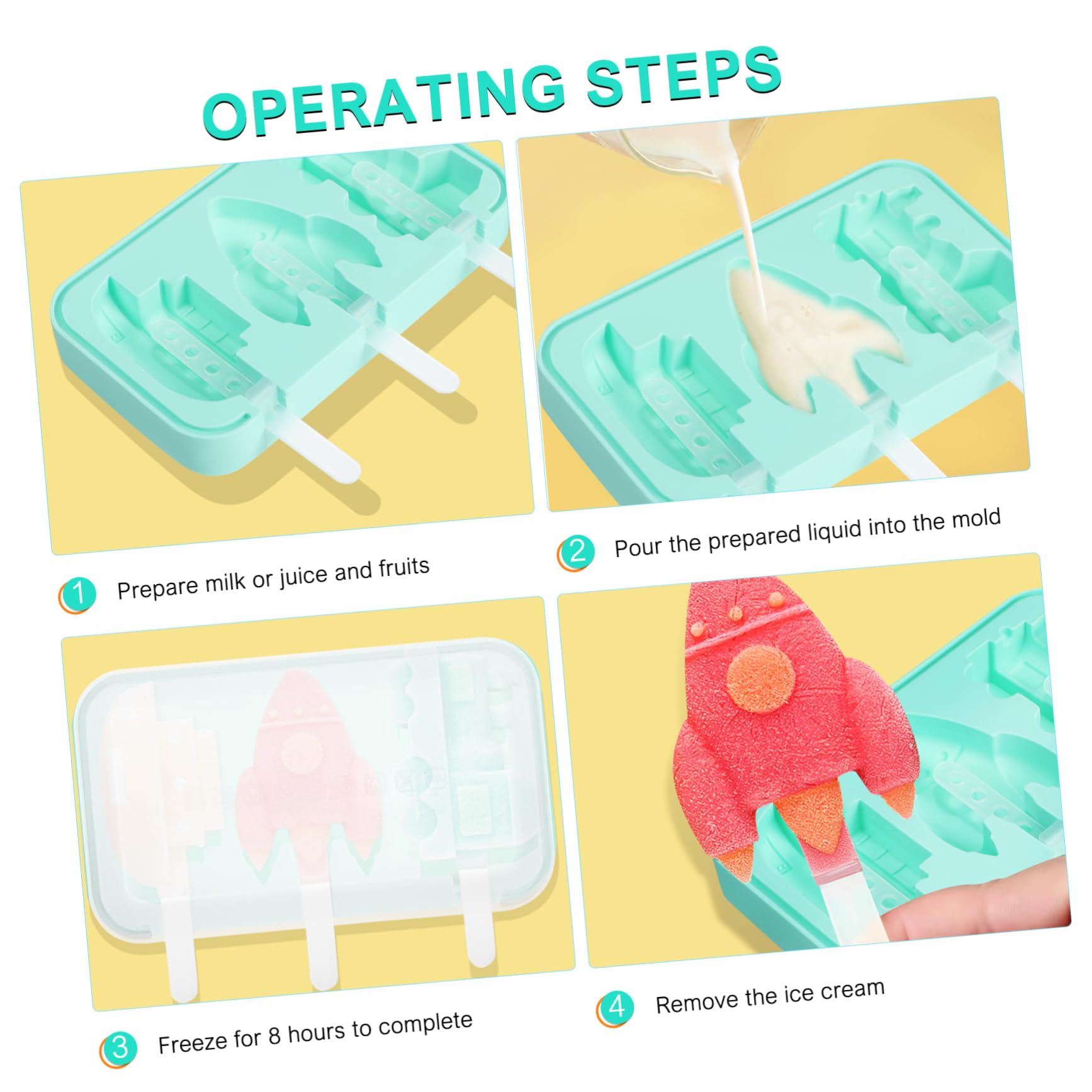 Moule à Glace Silicone Réutilisable 2 Pièces avec Couvercle et Poignée pour Camping, Design Créatif Animaux et Véhicules, Surface Lisse Soi-même