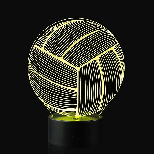 Miniatura 6 de AZALCO Lámpara de luz nocturna de voleibol con ilusión 3D con 16 cambios de color, base negra, regalo de cumpleaños para niños y niñas, decoración
