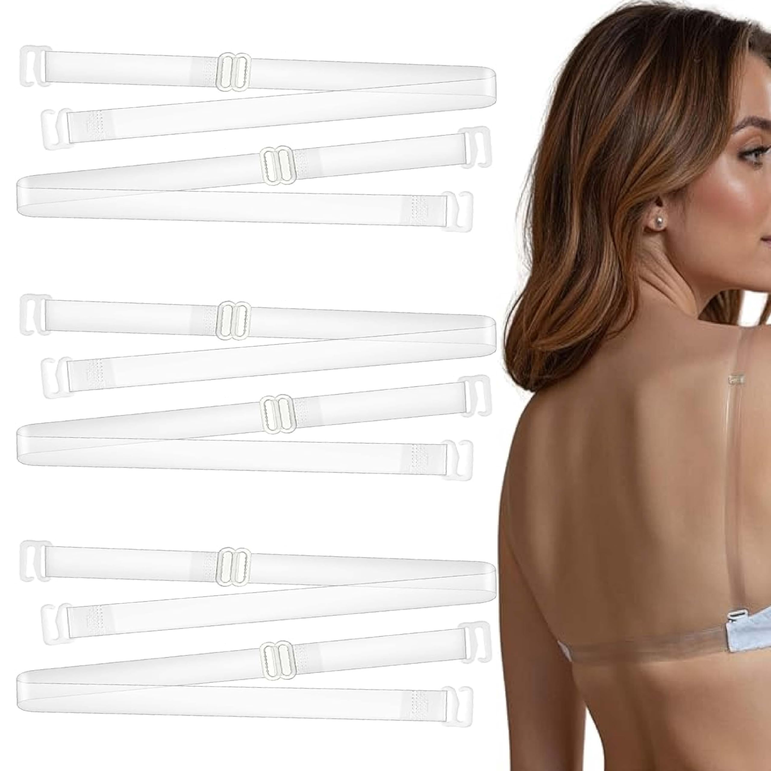 Bretelles De Soutien-gorge Remplacement - Lot De 8 Paires (noir, Blanc, Chair, Transparent) - Réglables, élastiques, Antidérapantes - 5
