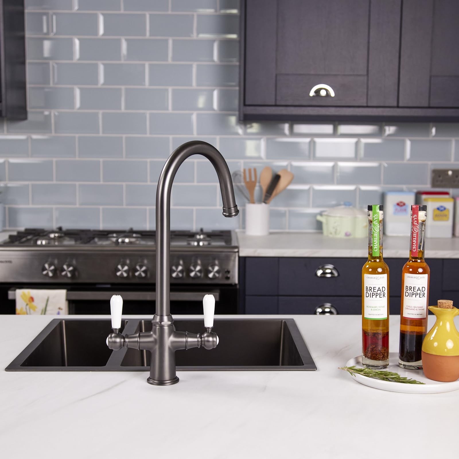 Flode Korsa | 3 in 1 Instant Boiling Tap - Full Kit | White Ceramic Levers | 3 in 1 Boiling Water tap with Boiling Tank and Filter - Instant hot Boiling Water in Your Kitchen (Gun Metal) — image 1